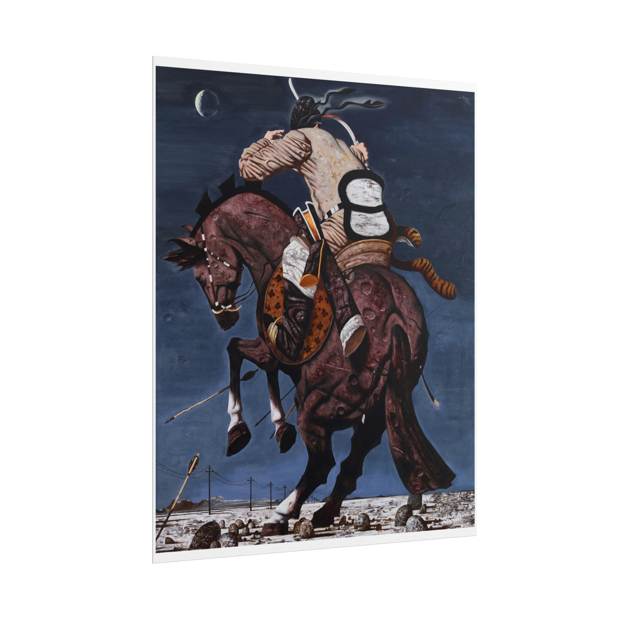 Fight Art Poster, Chinese Contemporary Canvas Artist Wall Art, Gift for Year of Horse
