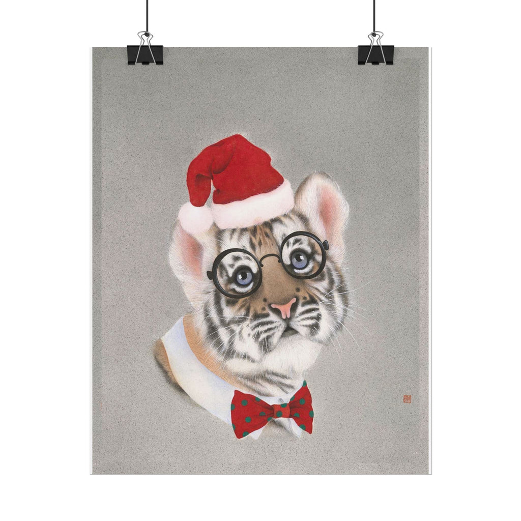 Christmas tiger Art Poster, Cute Animal Decor, Christmas Wall Art, Kids Room Decoration, Gift for Animal Lovers