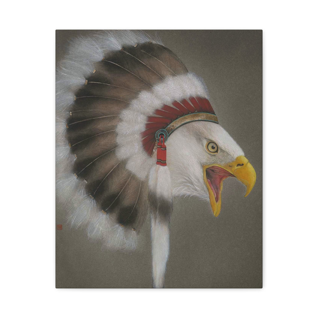 Chief Eagle -  Chinese  Contemporary watercolor painting - Canvas Print - Gift for New Year