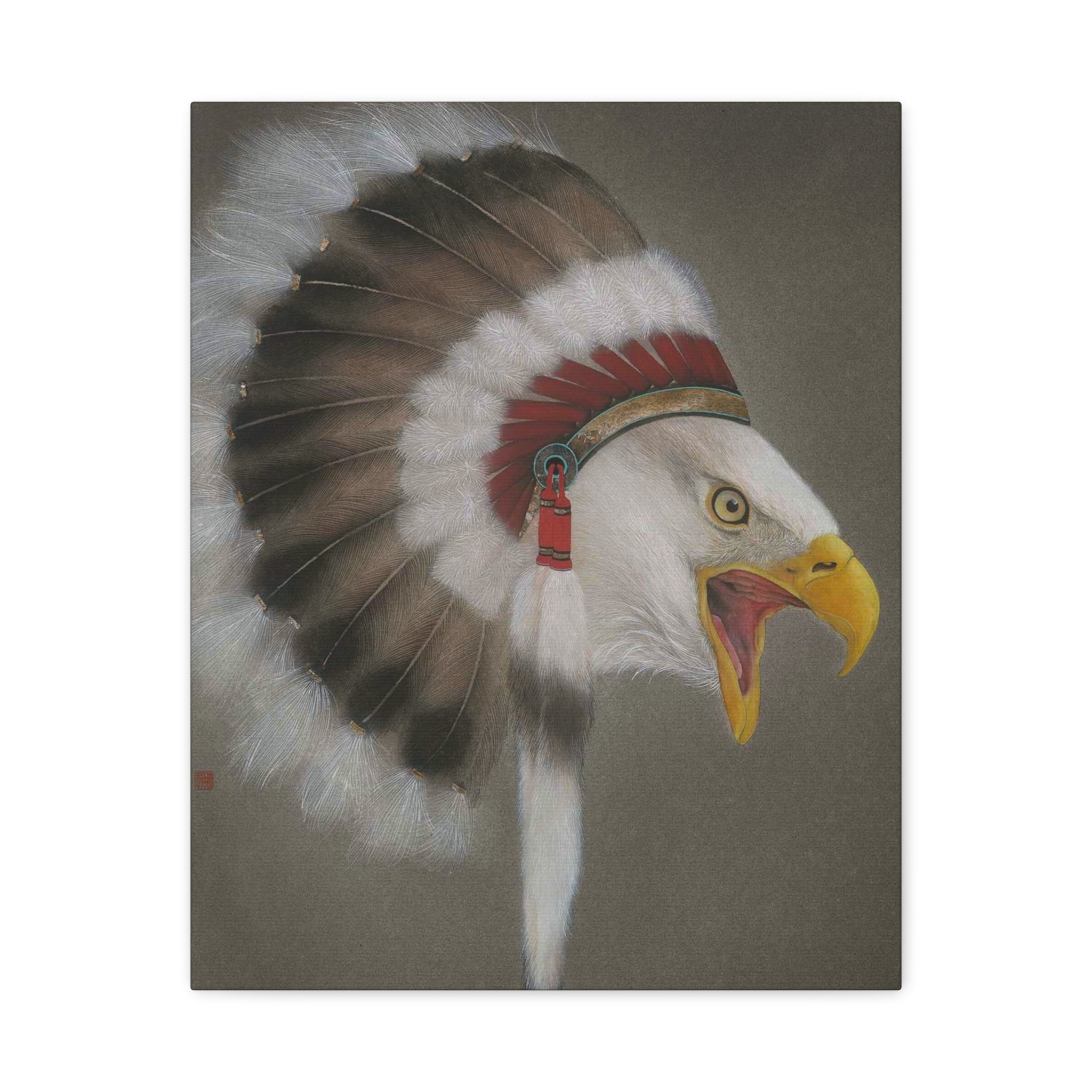 Chief Eagle -  Chinese  Contemporary watercolor painting - Canvas Print - Gift for New Year