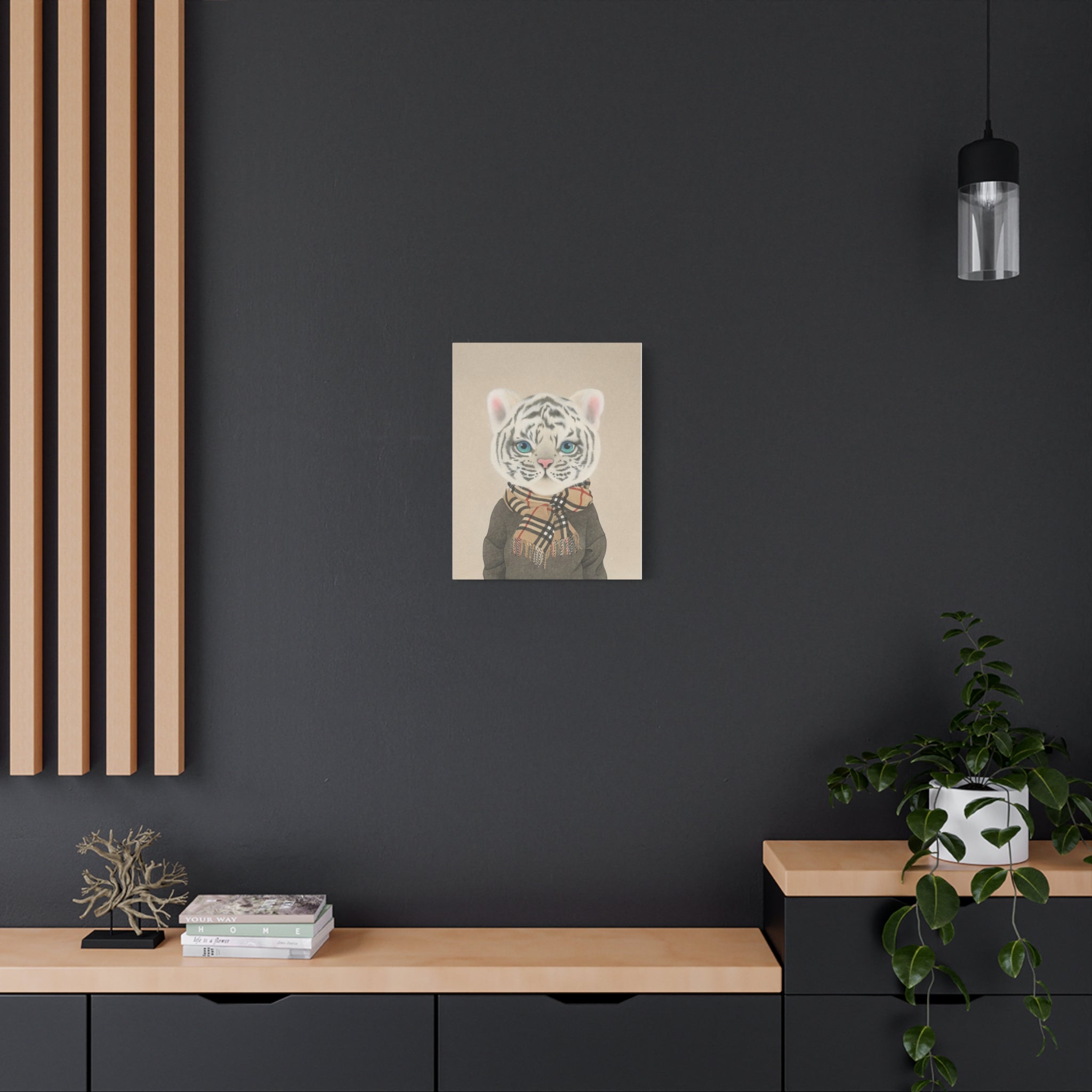 Tiger with scarf -  Chinese  Contemporary watercolor painting - Canvas Print