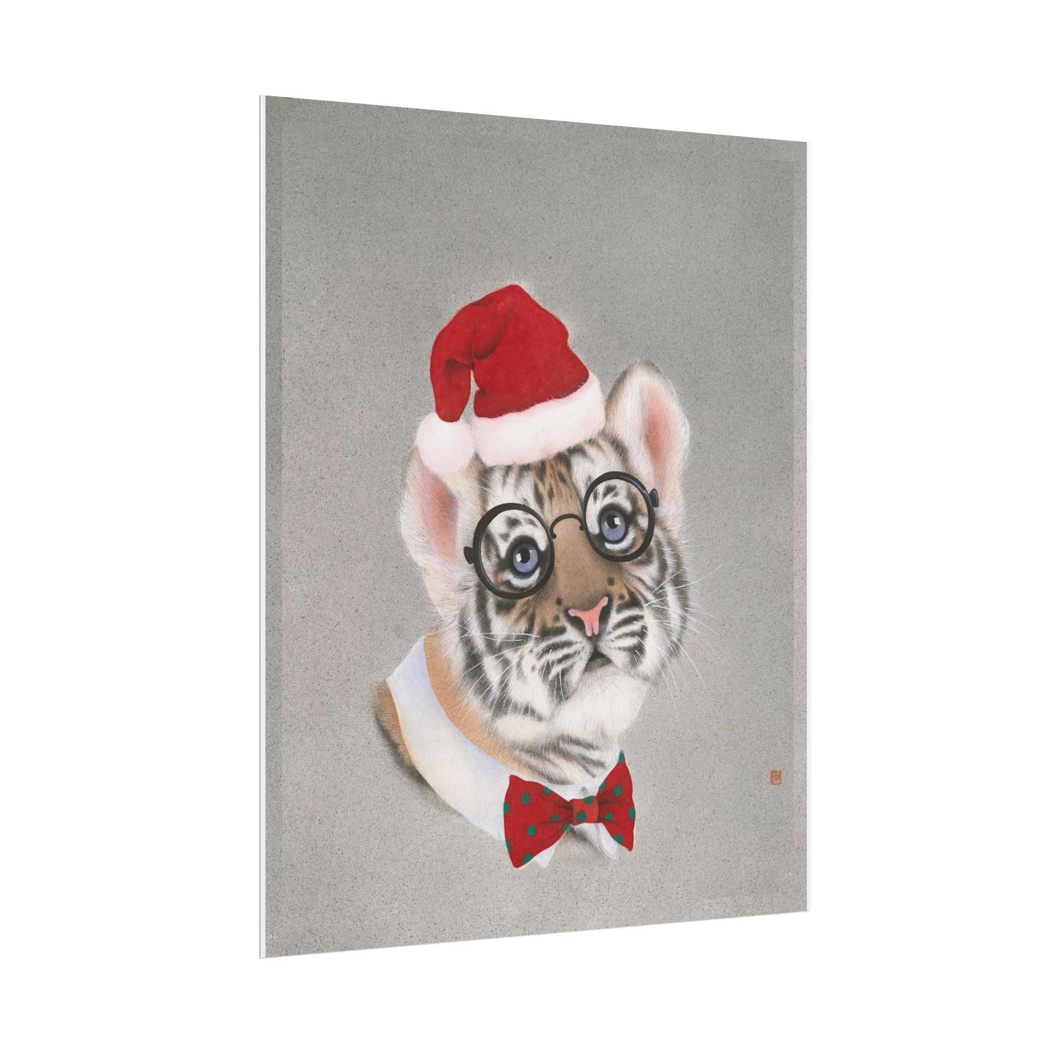 Christmas tiger Art Poster, Cute Animal Decor, Christmas Wall Art, Kids Room Decoration, Gift for Animal Lovers
