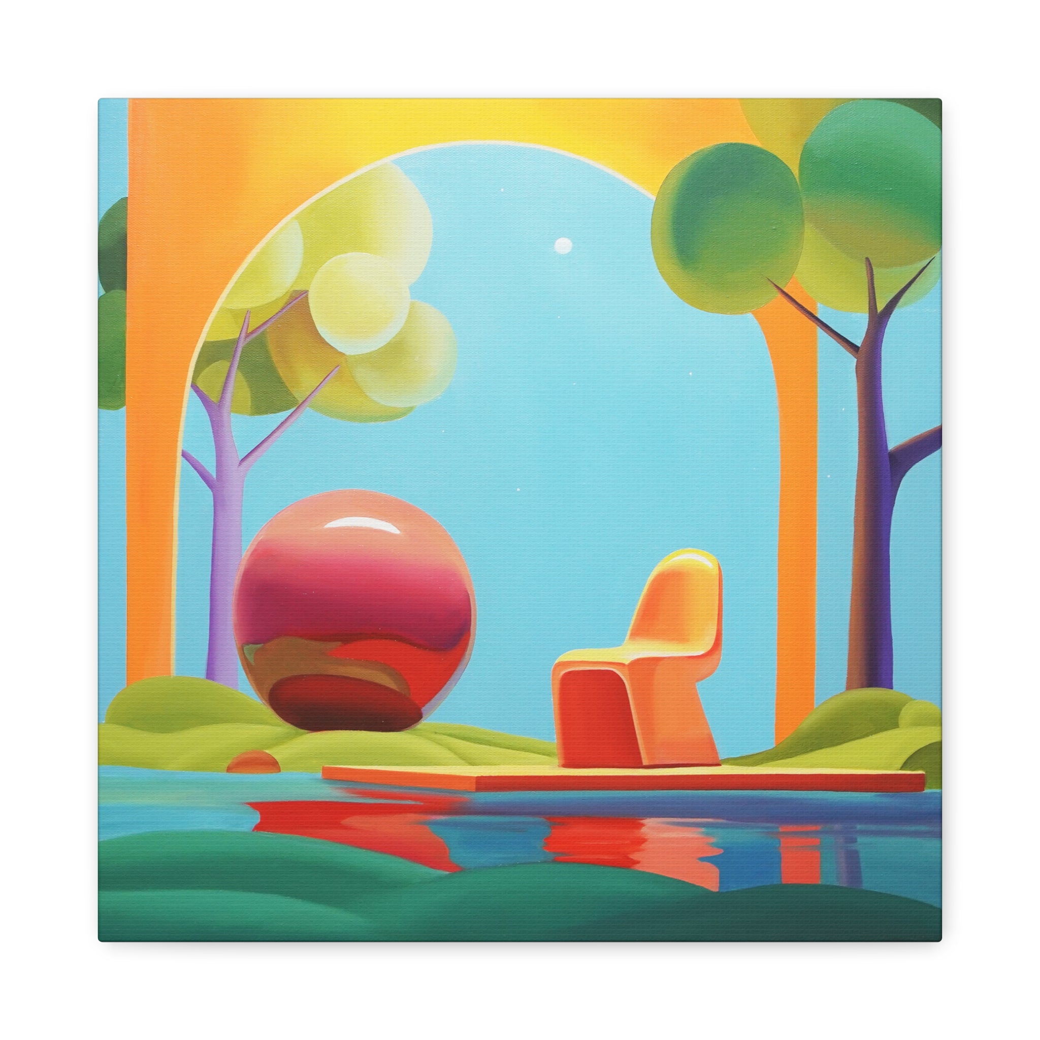 Red Ball -  Contemporary Abstract Canvas Print  Young Asian Artist