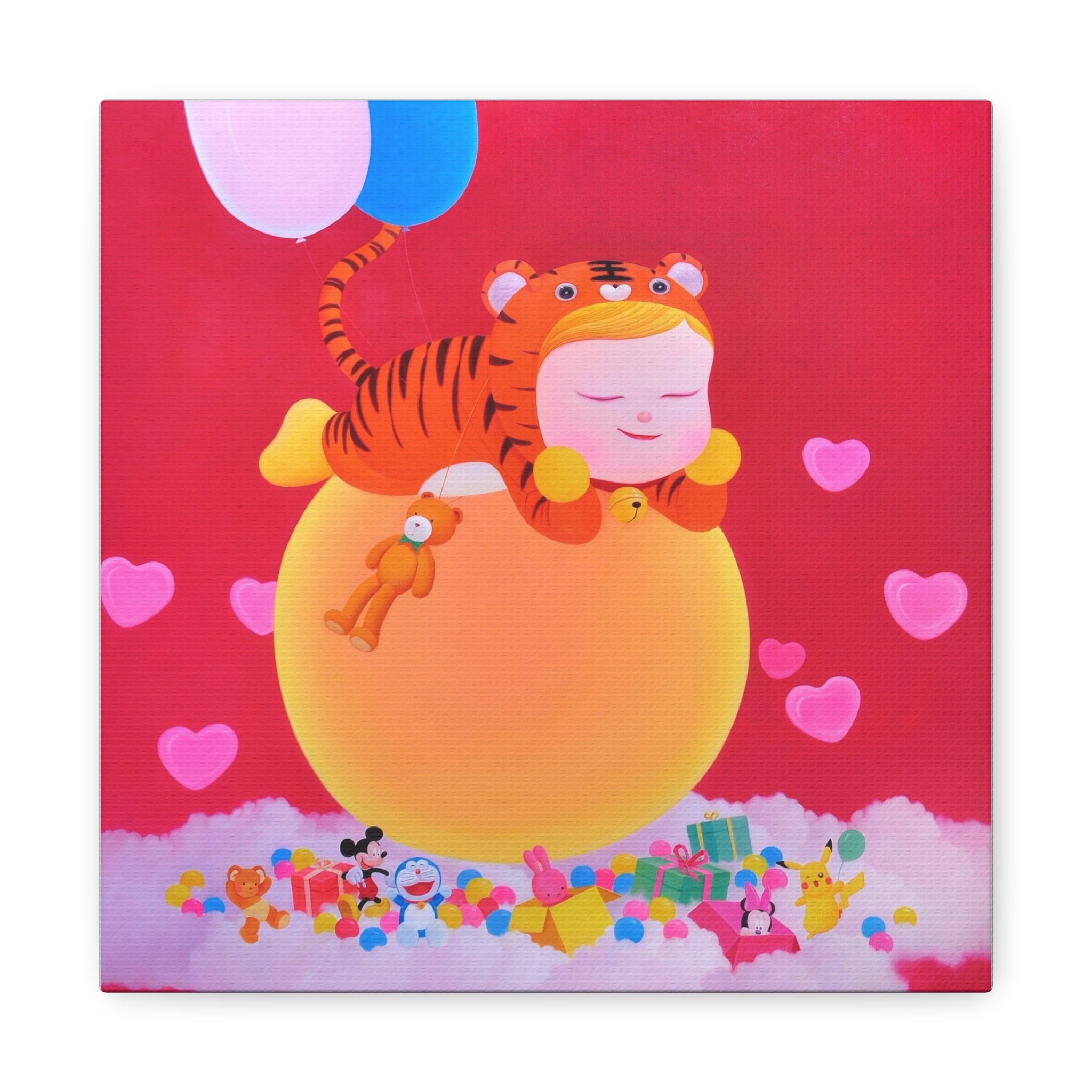 Little Girl with The Teddy Bear - Chinese Contemporary artist - Canvas Print - Artwork for kids