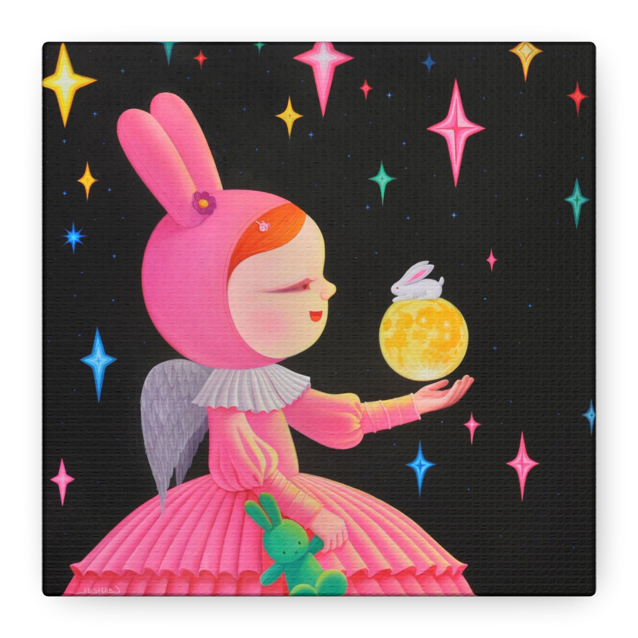 Little Girl with the moon- Chinese Contemporary artist - Canvas Print - Artwork for kids