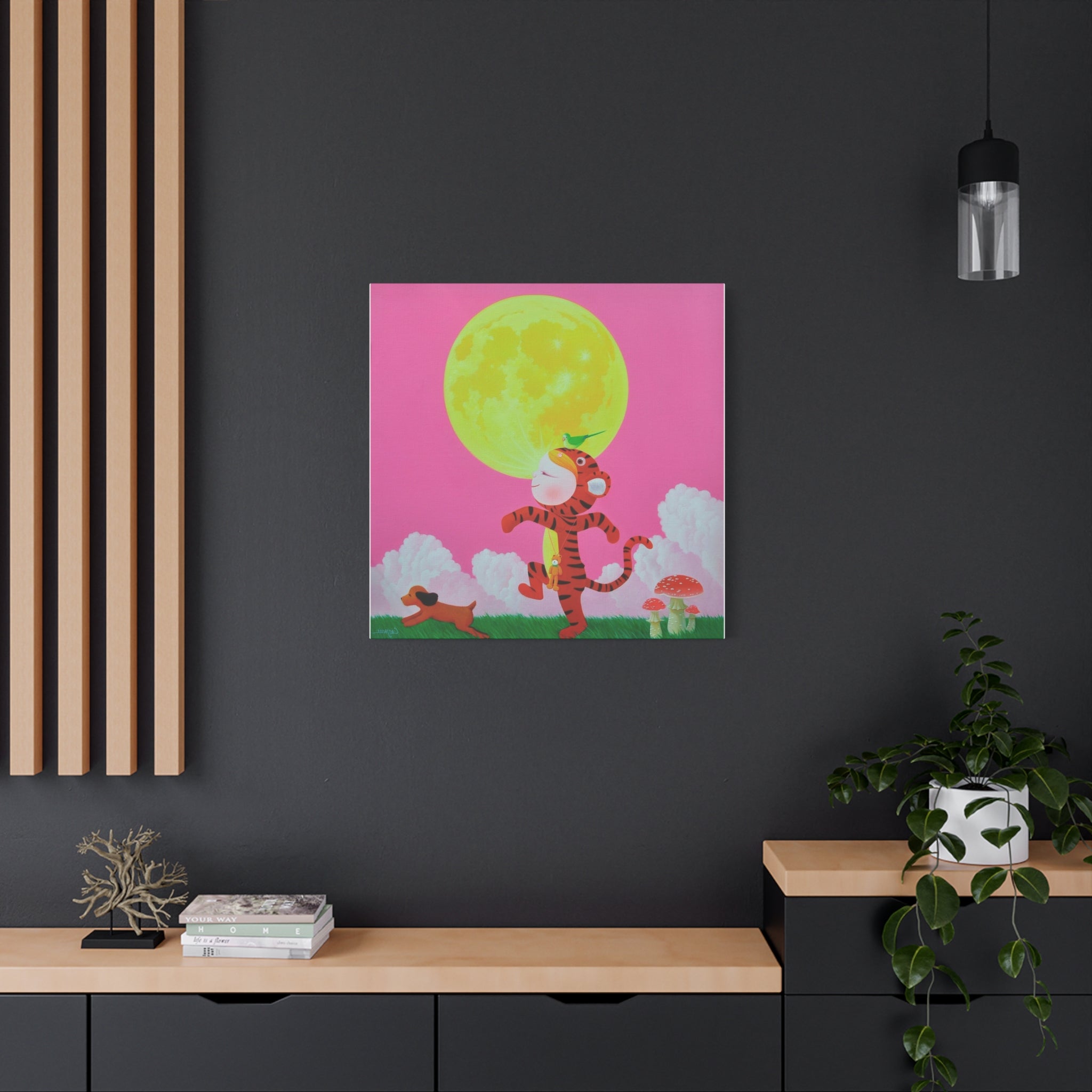 Walking under the moonlight - Chinese Contemporary artist - Canvas Print - Artwork for kids