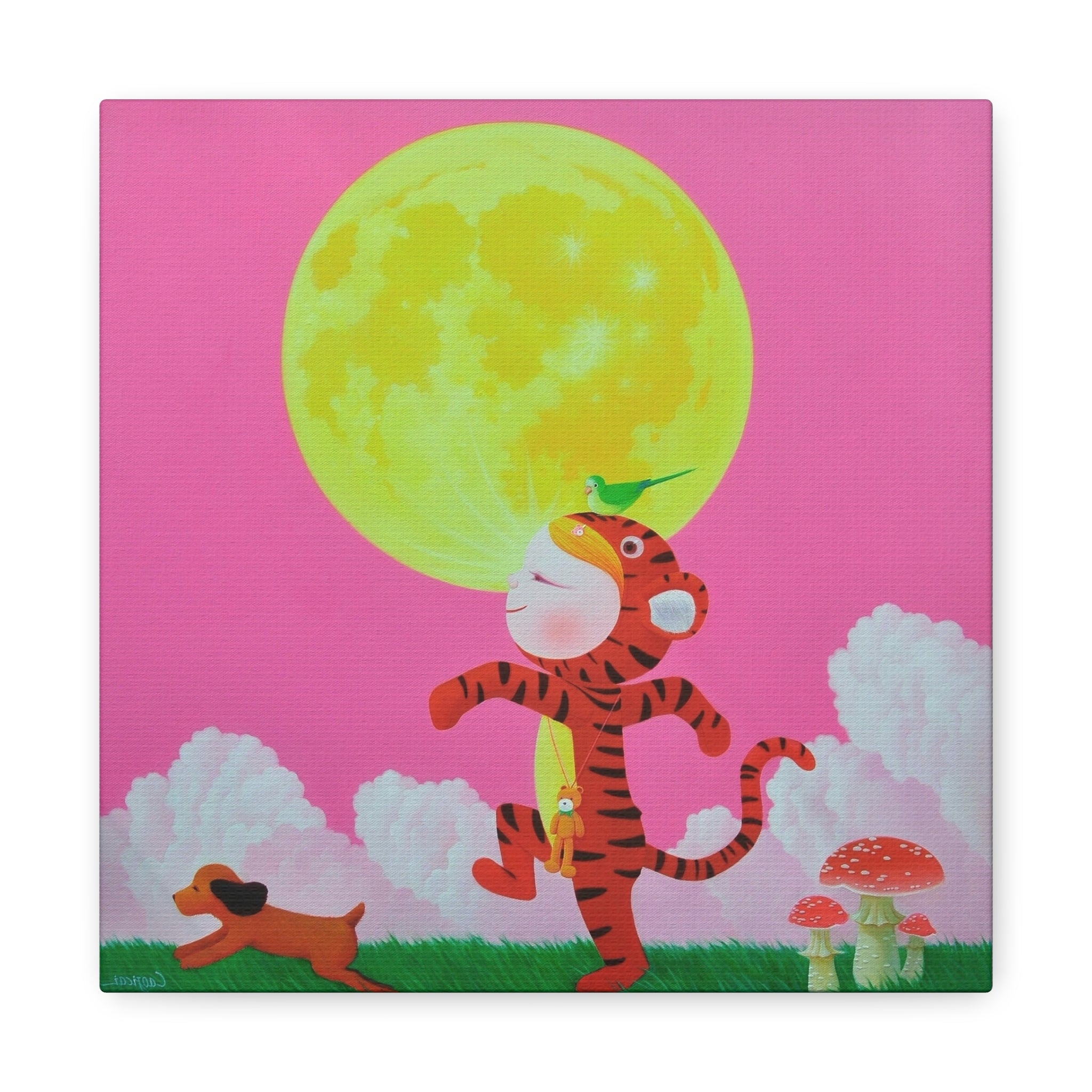 Walking under the moonlight - Chinese Contemporary artist - Canvas Print - Artwork for kids