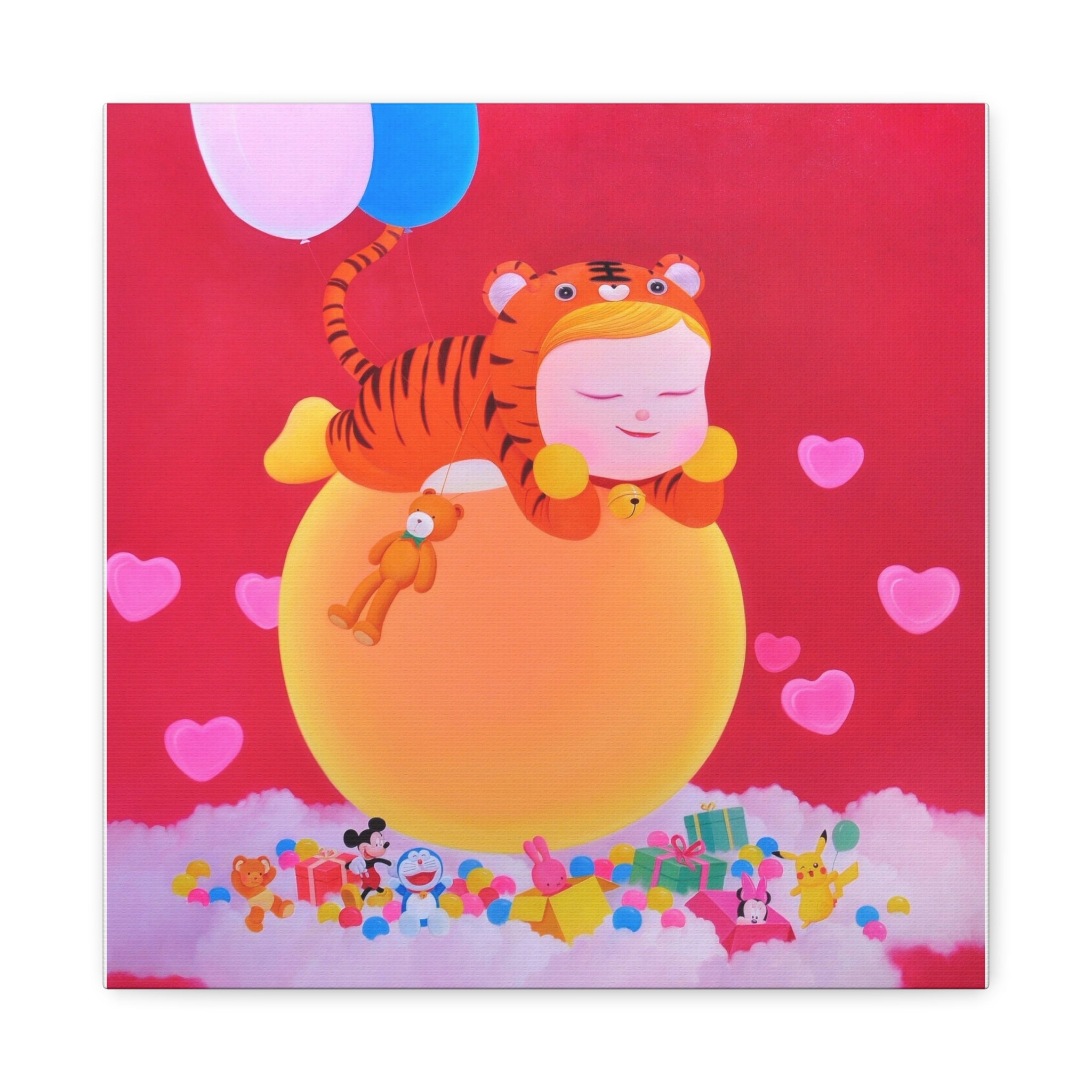 Little Girl with The Teddy Bear - Chinese Contemporary artist - Canvas Print - Artwork for kids