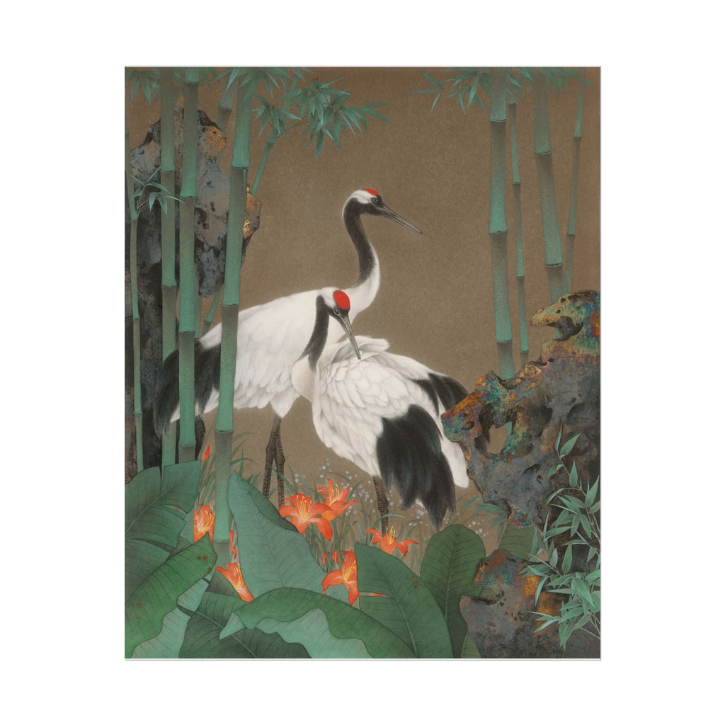 Red-crowned Crane Art Poster, Cute Animal Decor, Christmas Wall Art, Kids Room Decoration, Gift for Animal Lovers