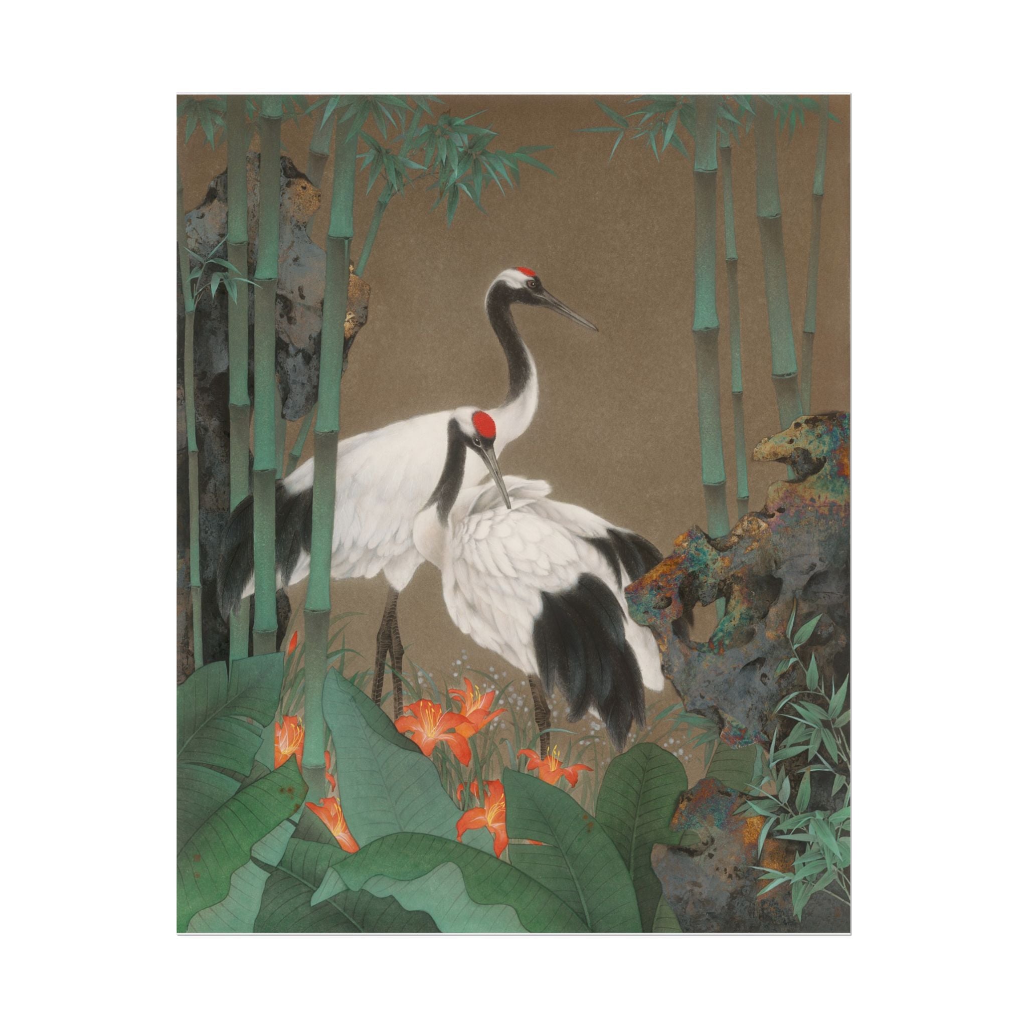 Red-crowned Crane Art Poster, Cute Animal Decor, Christmas Wall Art, Kids Room Decoration, Gift for Animal Lovers