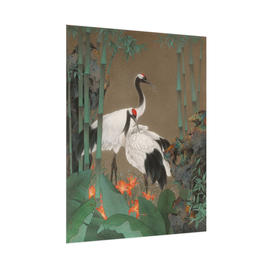 Red-crowned Crane Art Poster, Cute Animal Decor, Christmas Wall Art, Kids Room Decoration, Gift for Animal Lovers