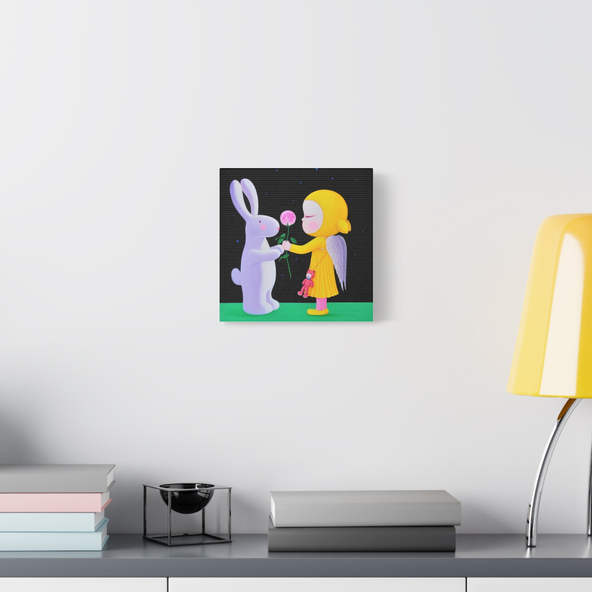 Little Girl with Bunny- Chinese Contemporary artist - Canvas Print - Artwork for kids