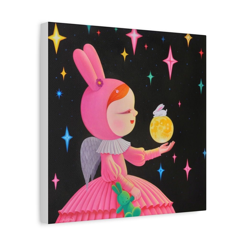 Little Girl with the moon- Chinese Contemporary artist - Canvas Print - Artwork for kids