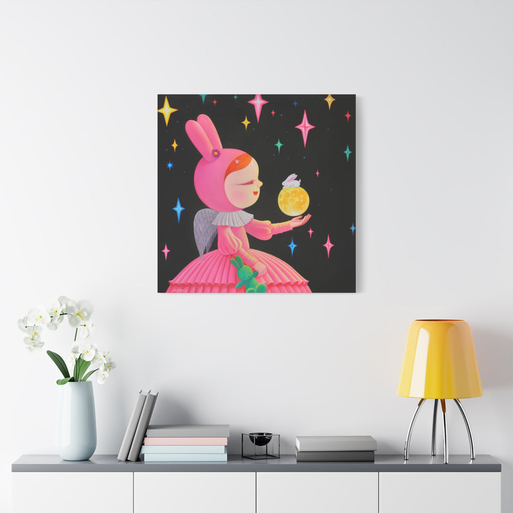 Little Girl with the moon- Chinese Contemporary artist - Canvas Print - Artwork for kids