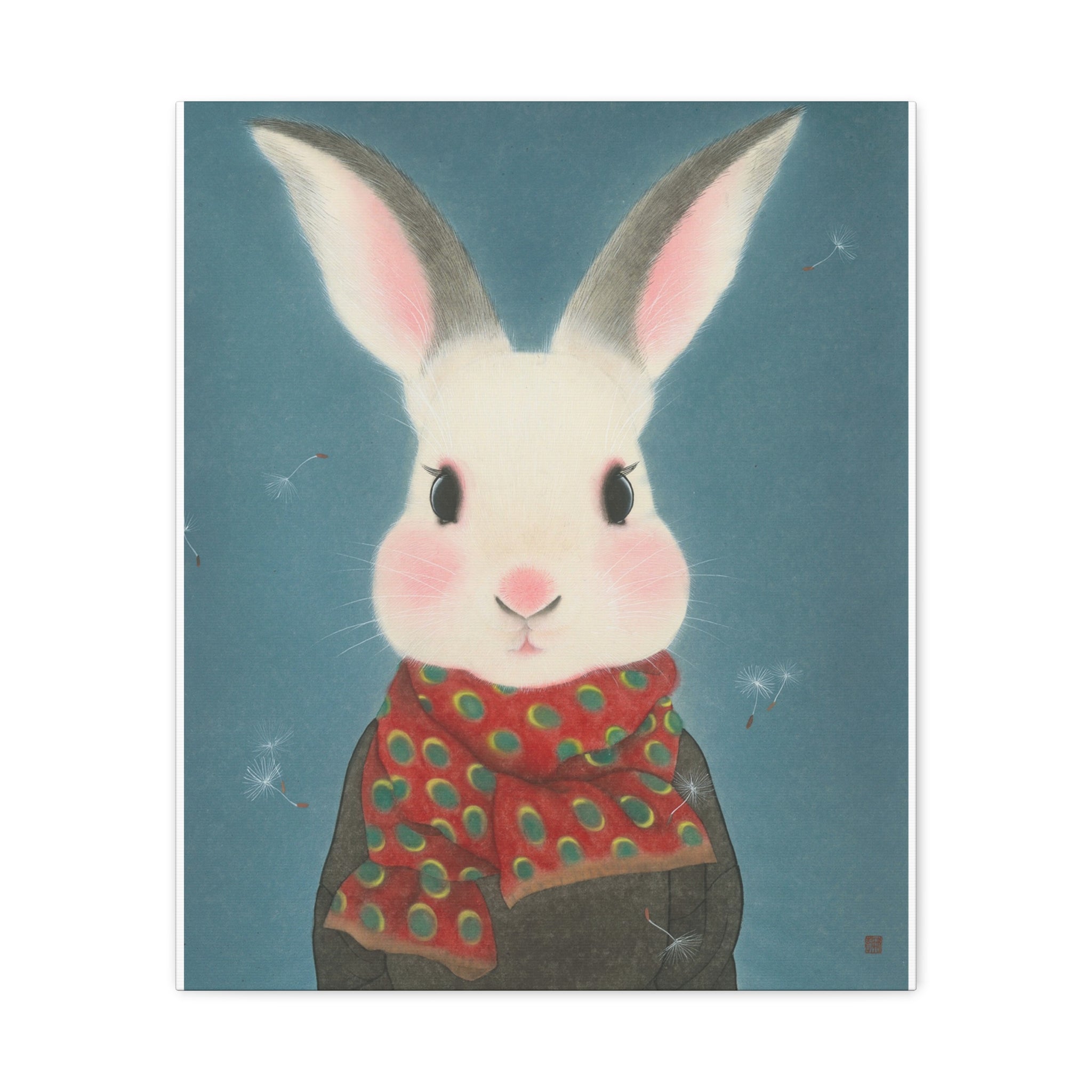 Rabbit with scarf Chinese  Contemporary watercolor painting - Canvas Print