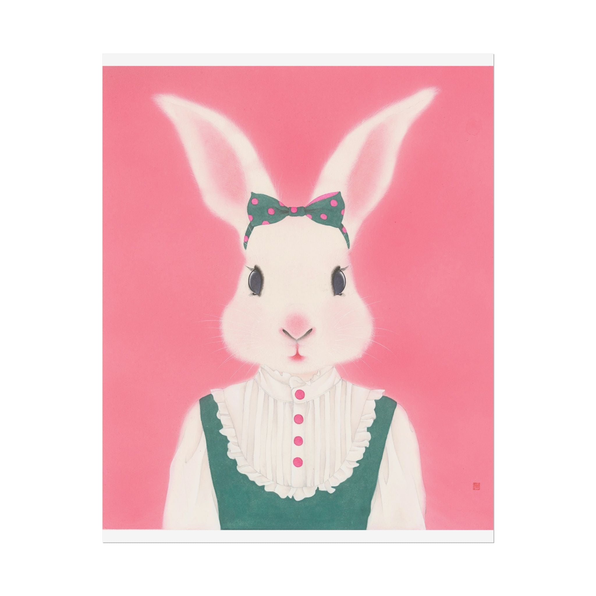 Cute Rabbit Art Poster, Cute Animal Decor, Christmas Wall Art, Kids Room Decoration, Gift for Animal Lovers
