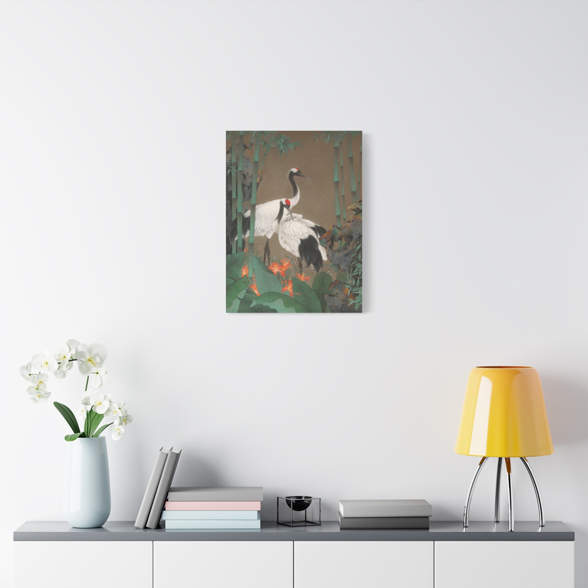Red-crowned Crane -  Chinese  Contemporary watercolor painting - Canvas Print - Gift for year of Horse