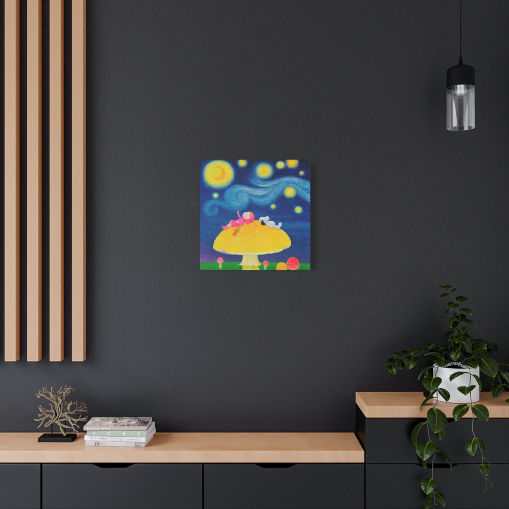 Little Girl with The Starry Night - Chinese Contemporary artist - Canvas Print - Artwork for kids