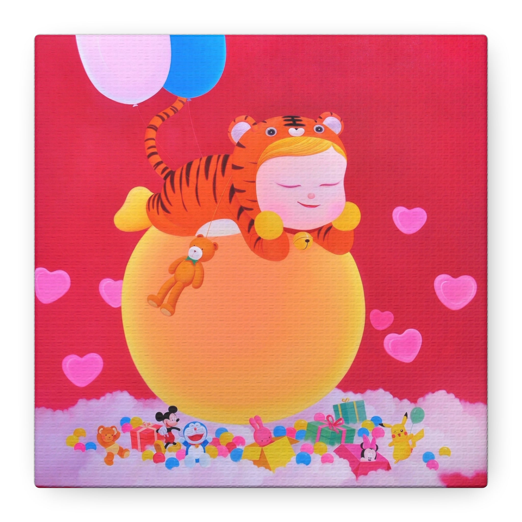 Little Girl with The Teddy Bear - Chinese Contemporary artist - Canvas Print - Artwork for kids