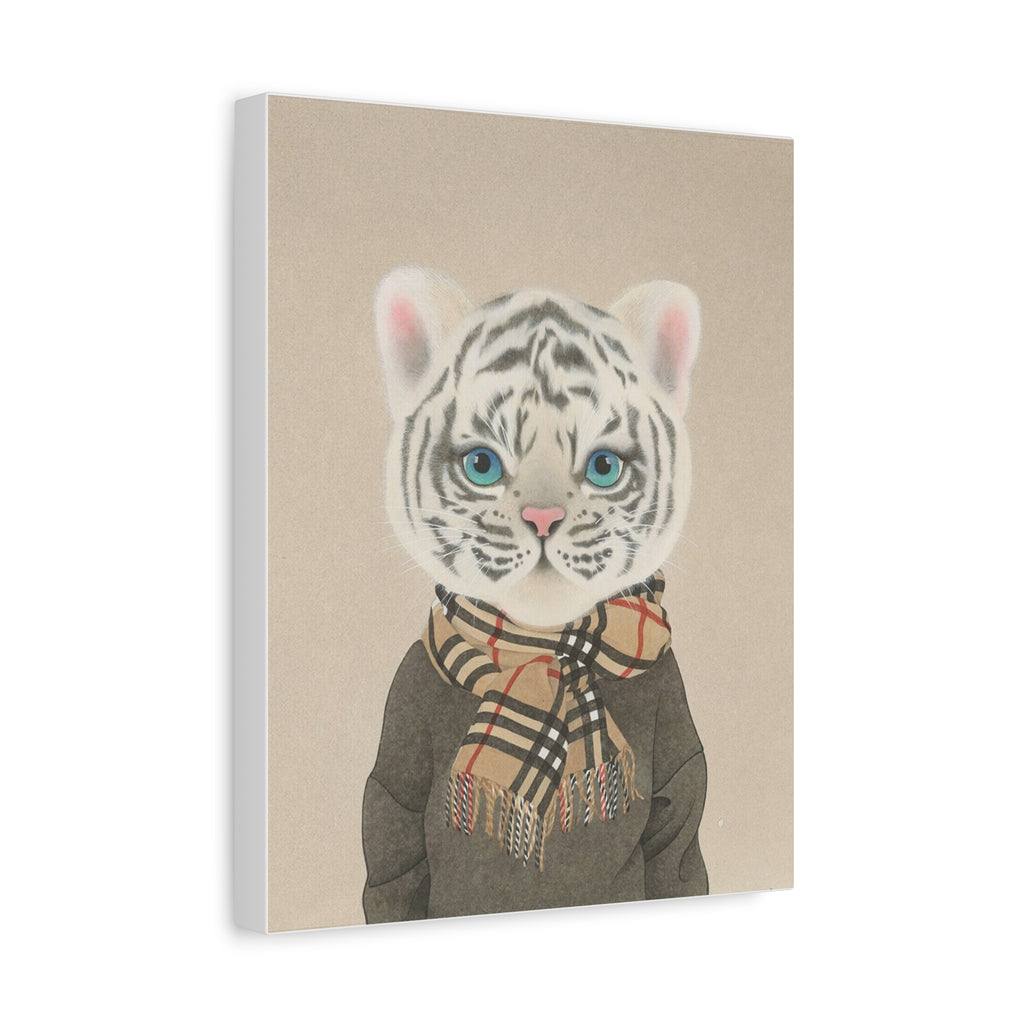 Tiger with scarf -  Chinese  Contemporary watercolor painting - Canvas Print