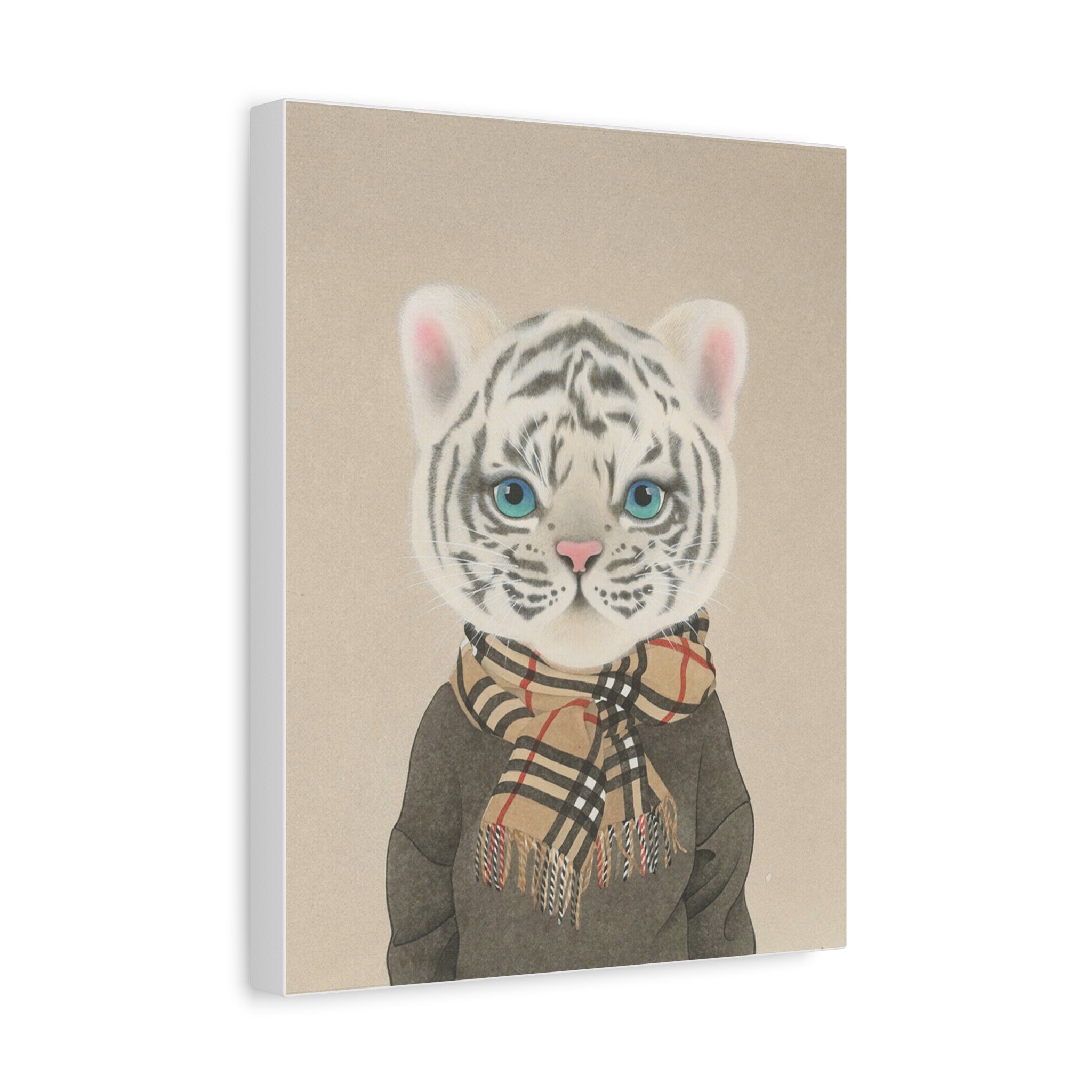 Tiger with scarf -  Chinese  Contemporary watercolor painting - Canvas Print