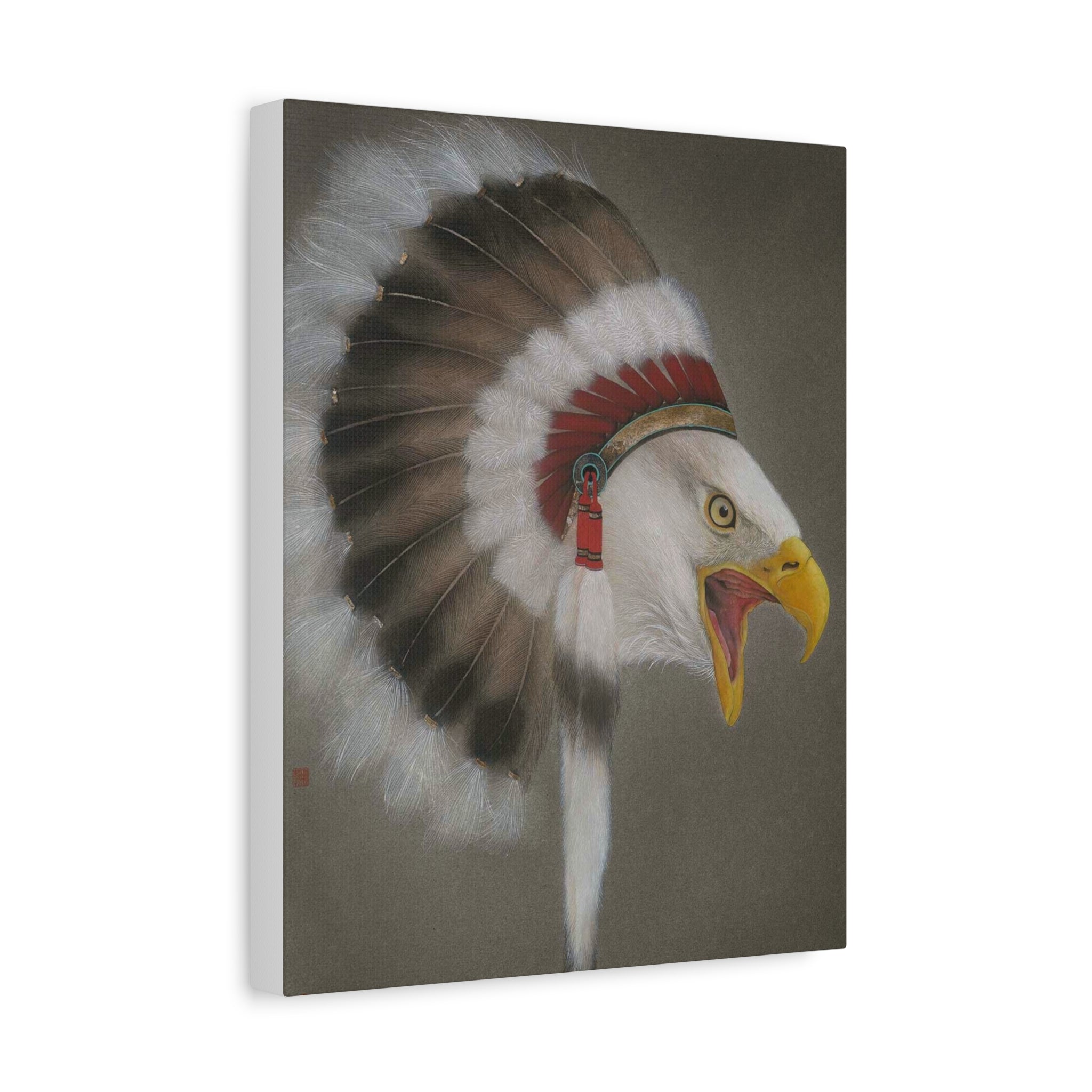 Chief Eagle -  Chinese  Contemporary watercolor painting - Canvas Print - Gift for New Year