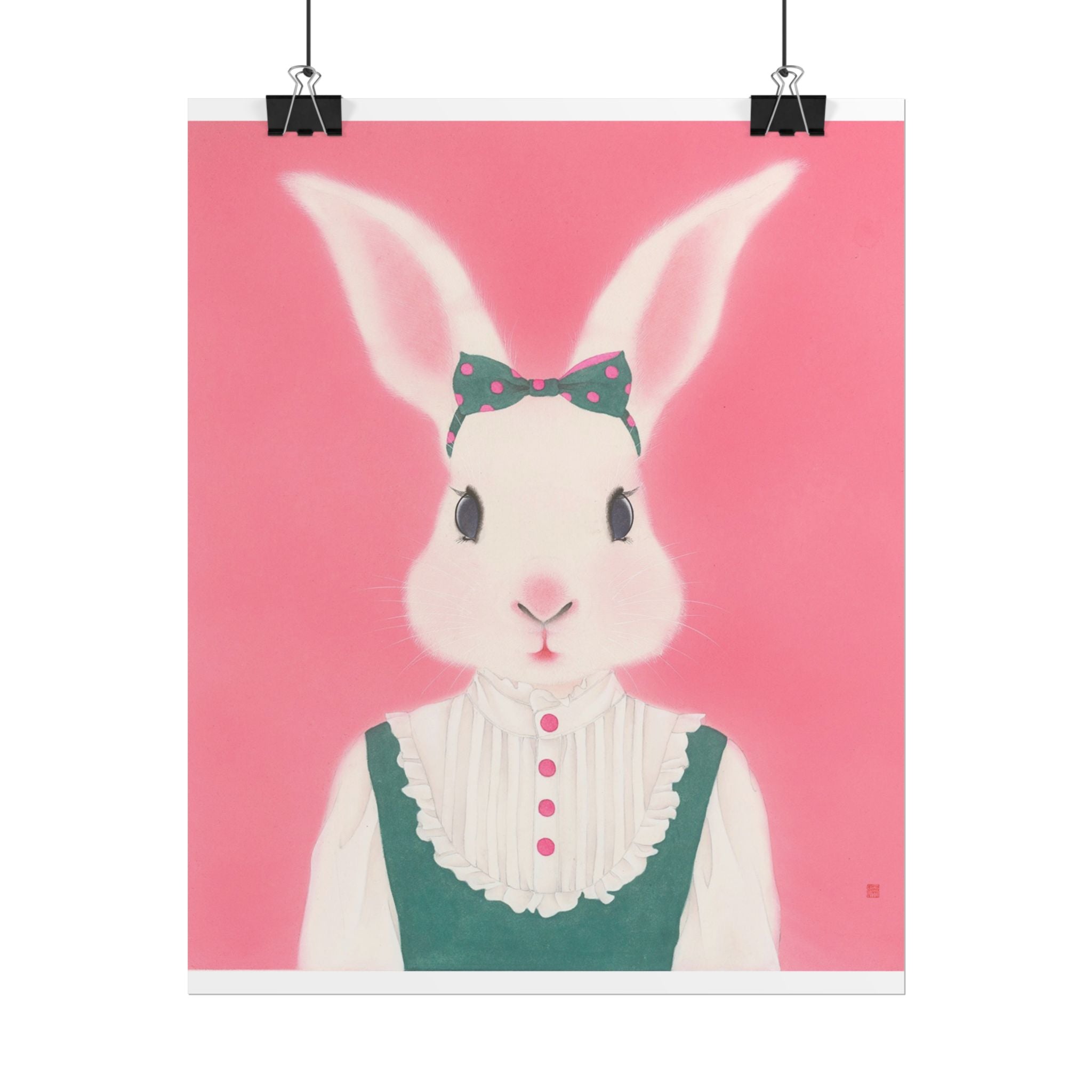 Cute Rabbit Art Poster, Cute Animal Decor, Christmas Wall Art, Kids Room Decoration, Gift for Animal Lovers