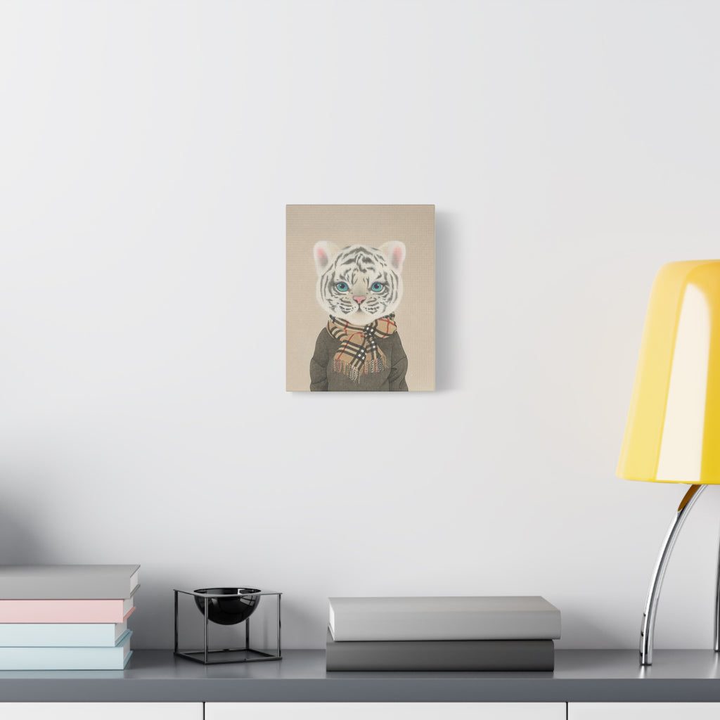Tiger with scarf -  Chinese  Contemporary watercolor painting - Canvas Print