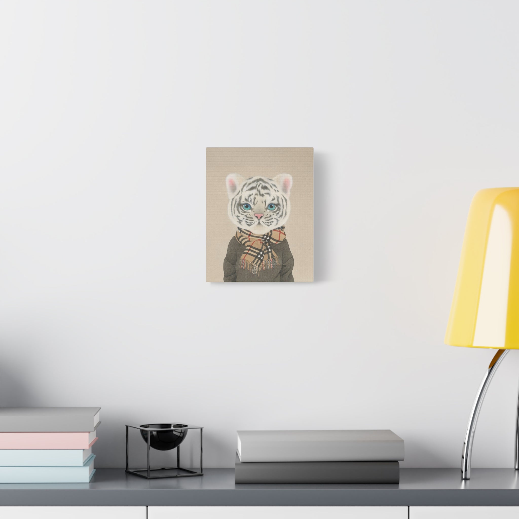 Tiger with scarf -  Chinese  Contemporary watercolor painting - Canvas Print