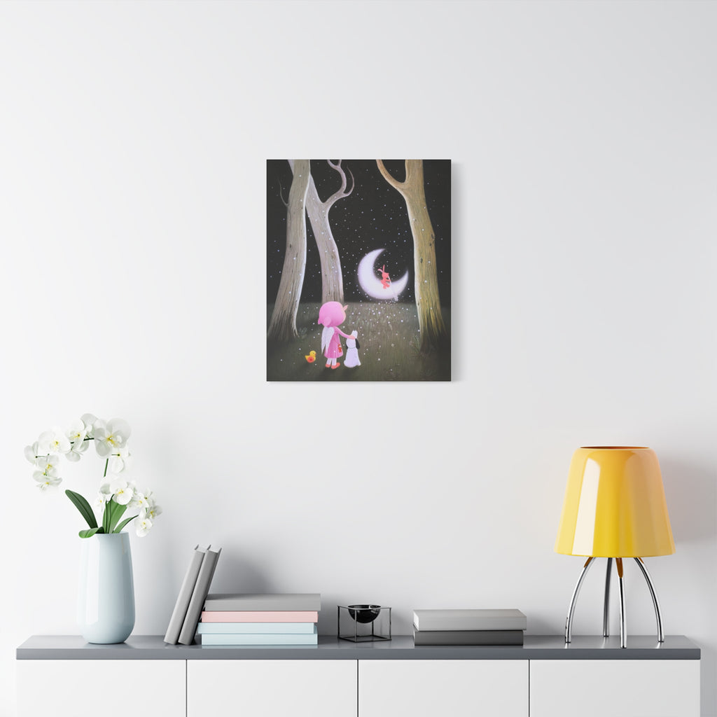 Little Girl with the Moon - Chinese Contemporary artist - Canvas Print - Artwork for kids