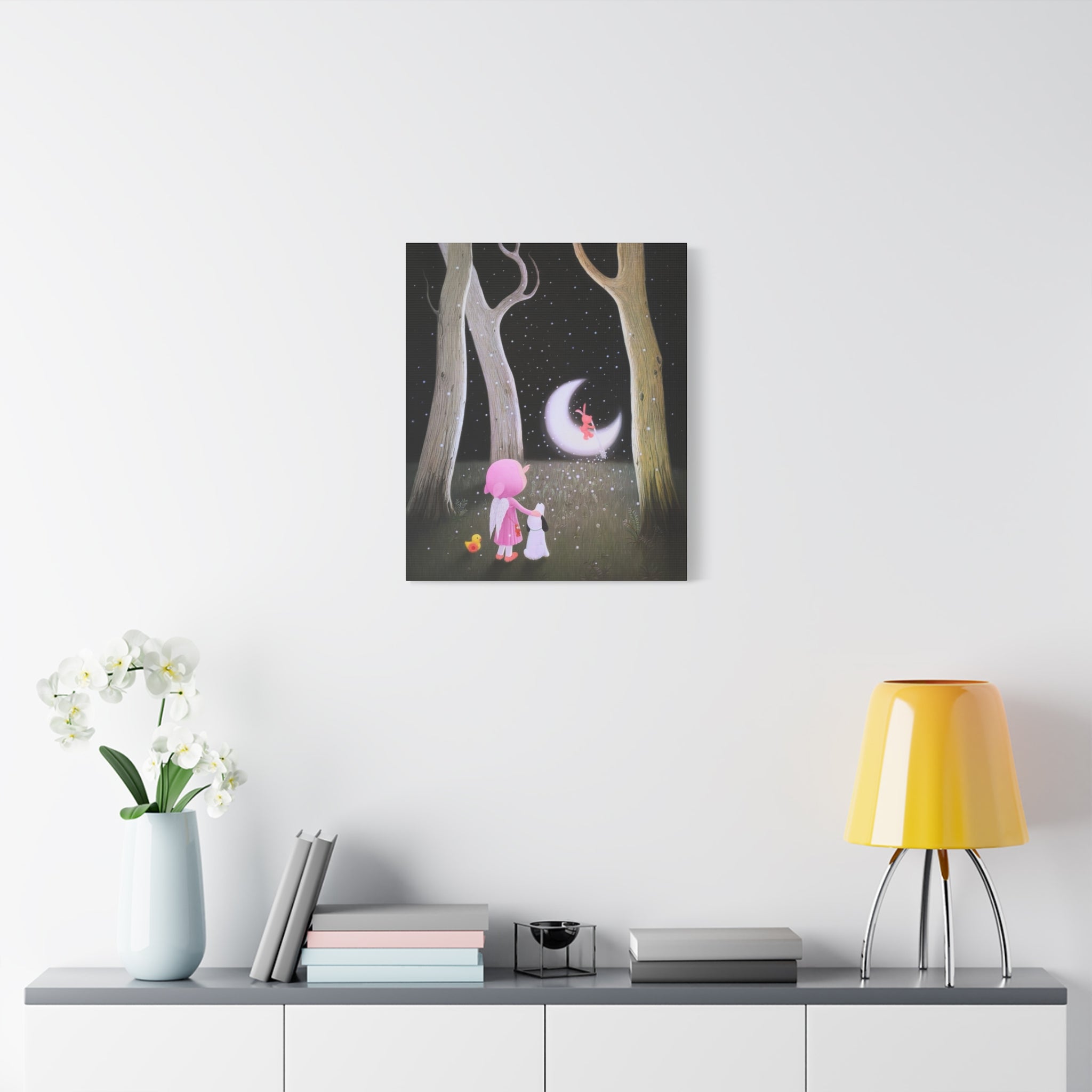 Little Girl with the Moon - Chinese Contemporary artist - Canvas Print - Artwork for kids