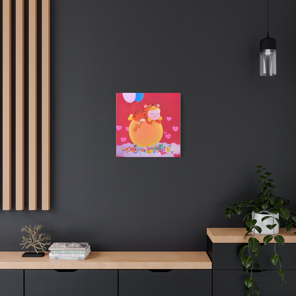 Little Girl with The Teddy Bear - Chinese Contemporary artist - Canvas Print - Artwork for kids