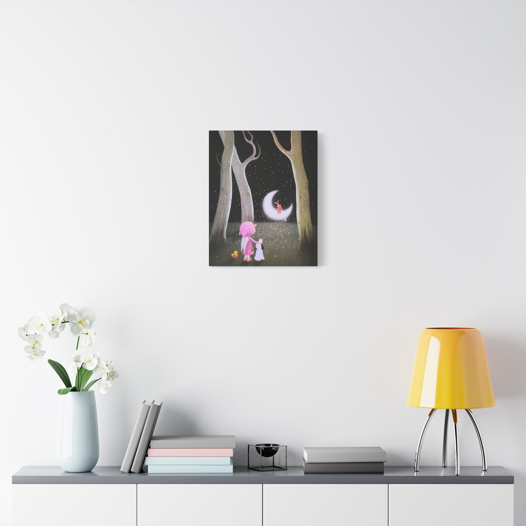 Little Girl with the Moon - Chinese Contemporary artist - Canvas Print - Artwork for kids