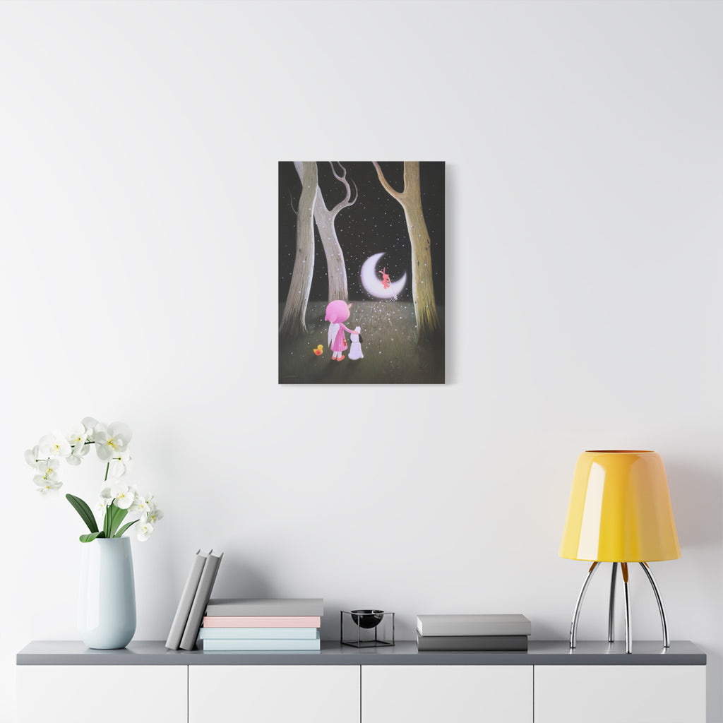 Little Girl with the Moon - Chinese Contemporary artist - Canvas Print - Artwork for kids
