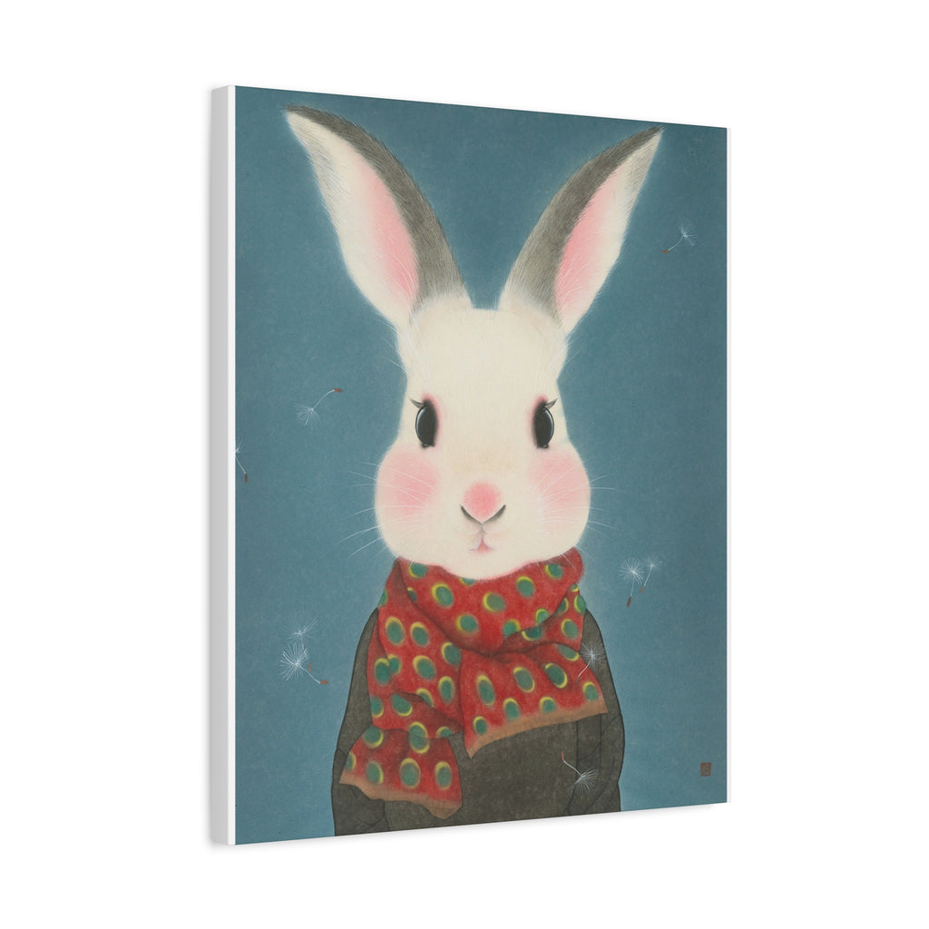 Rabbit with scarf Chinese  Contemporary watercolor painting - Canvas Print
