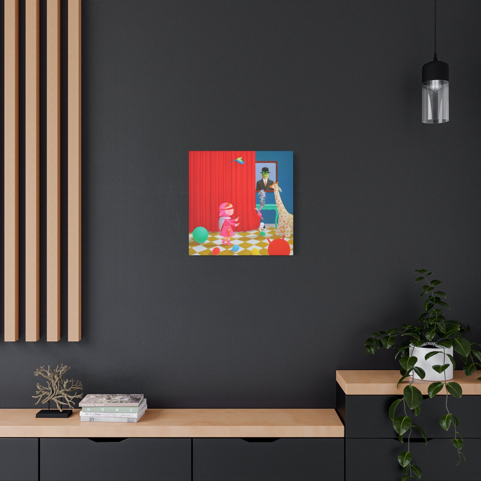 Little Girl with Magritte - Chinese Contemporary artist - Canvas Print - Artwork for kids