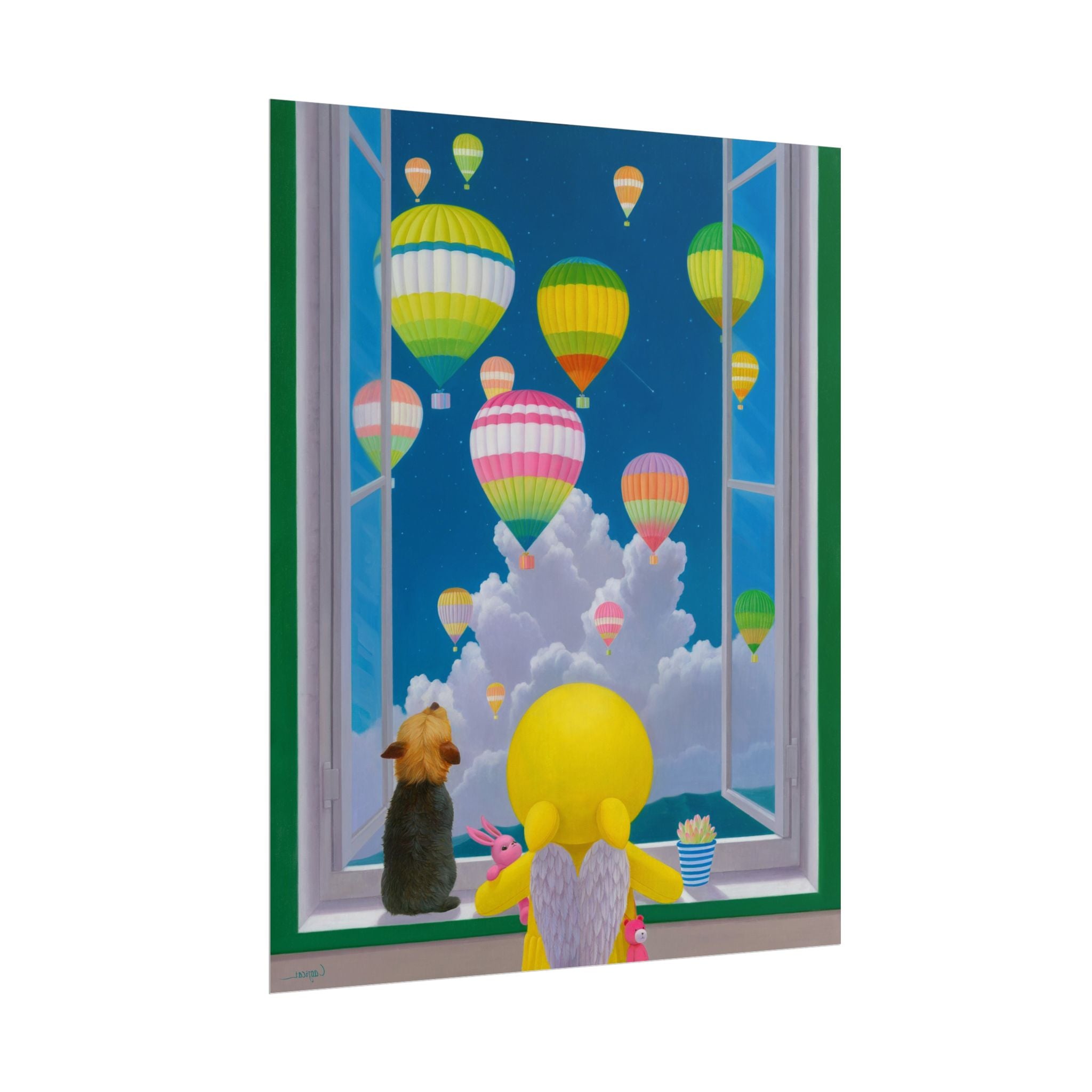 Dreams in the Sky Art Poster, Cute Animal Decor, Christmas Wall Art, Kids Room Decoration, Gift for Animal Lovers