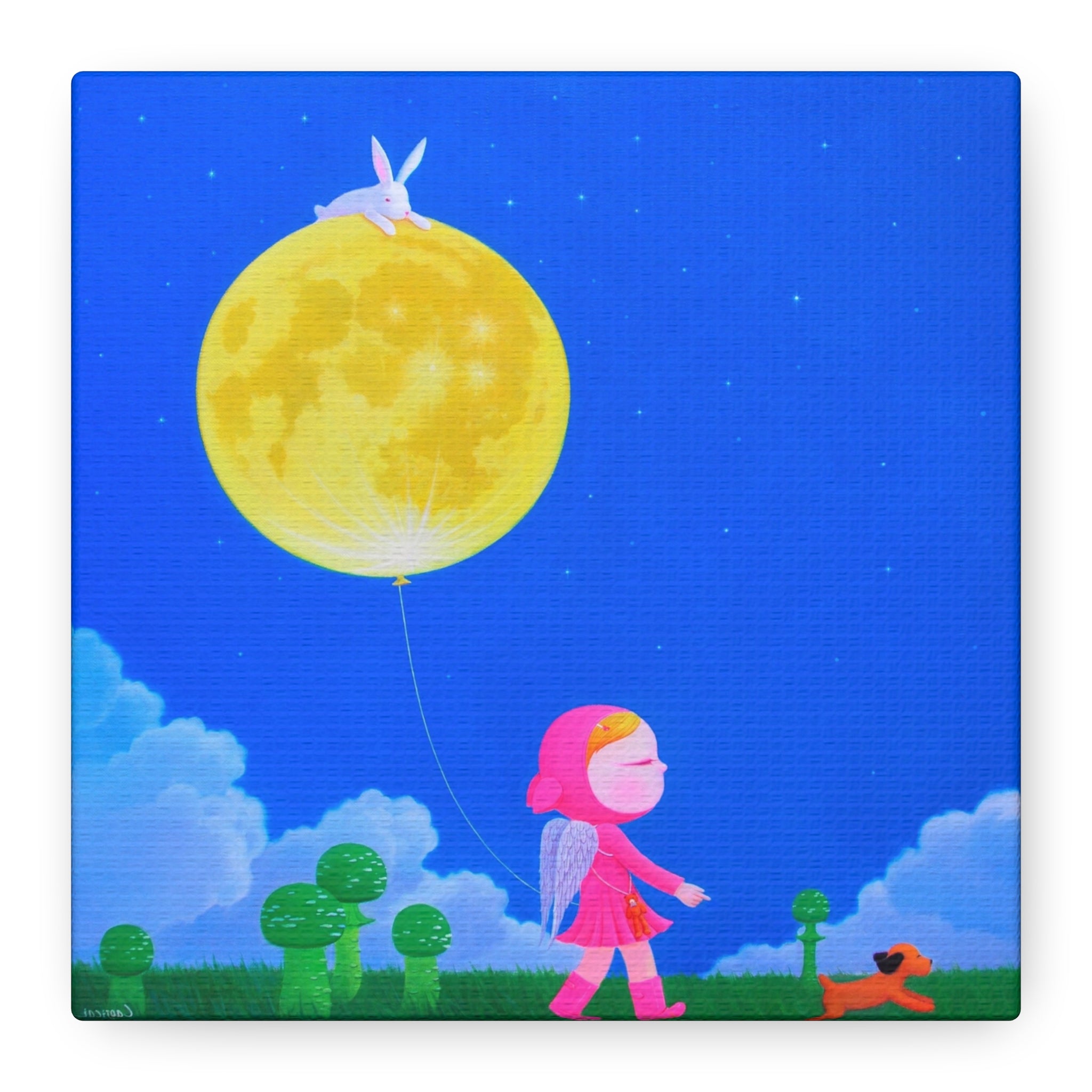 Walking under the moonlight - Chinese Contemporary artist - Canvas Print - Artwork for kids