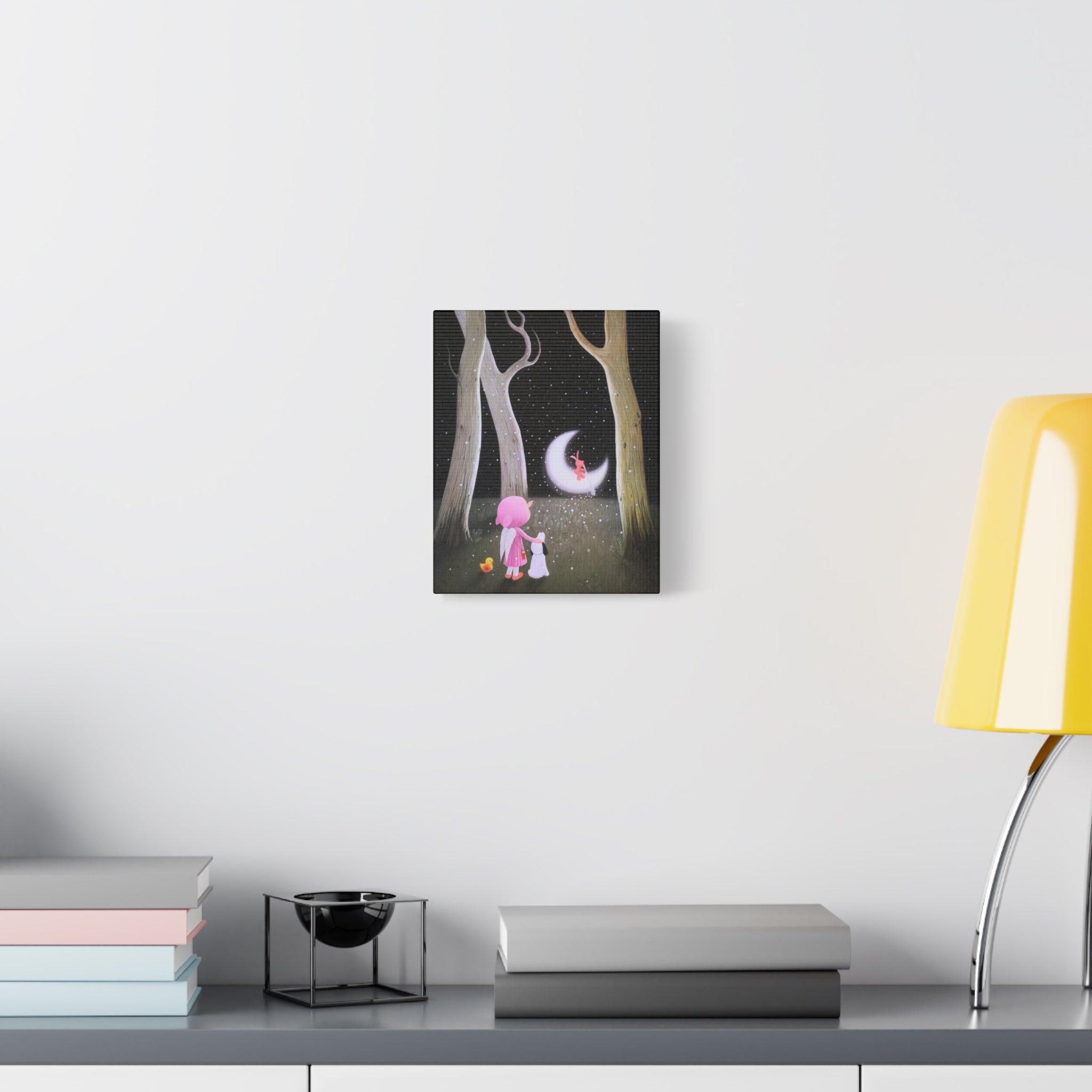 Little Girl with the Moon - Chinese Contemporary artist - Canvas Print - Artwork for kids