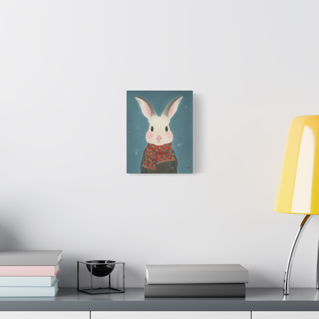 Rabbit with scarf Chinese  Contemporary watercolor painting - Canvas Print