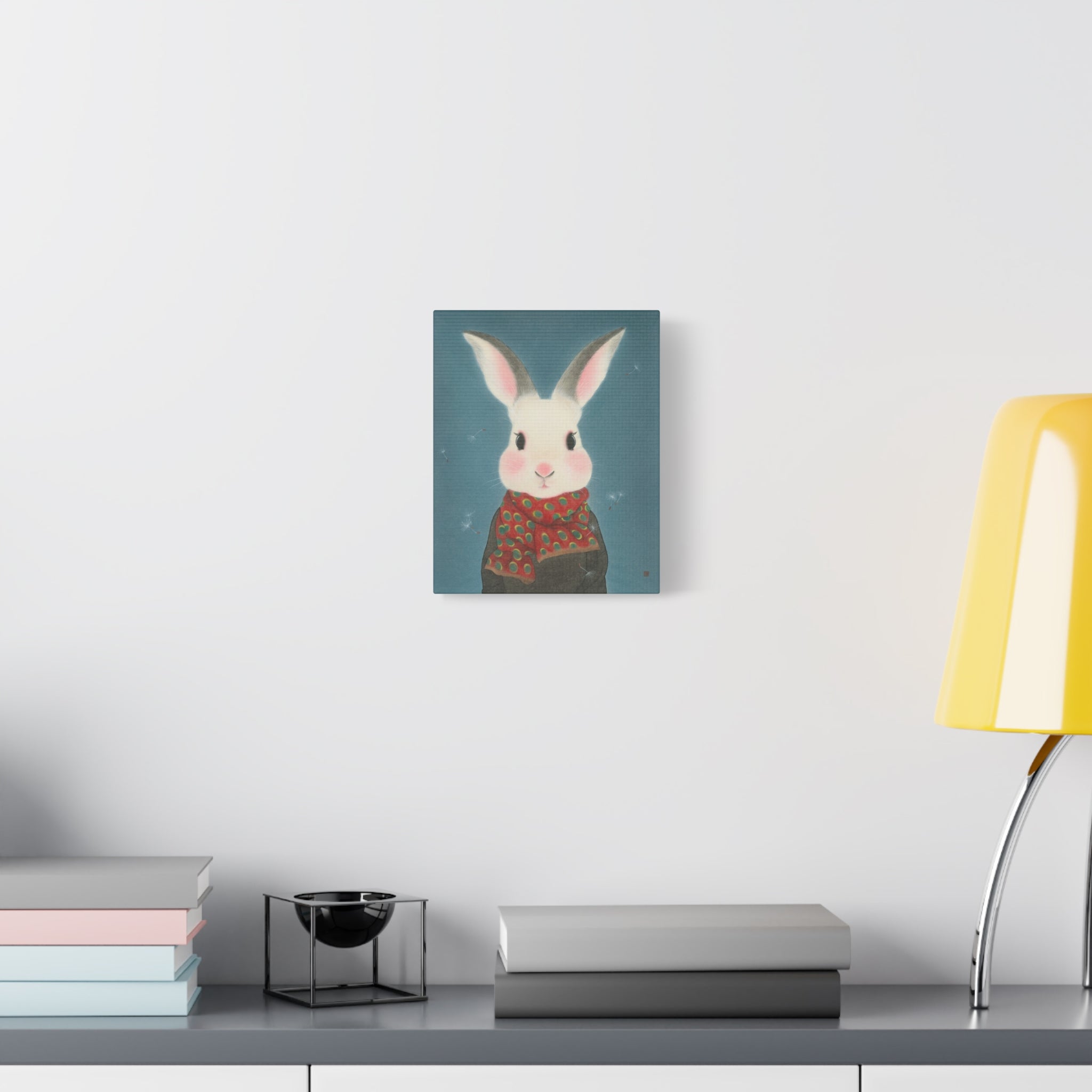 Rabbit with scarf Chinese  Contemporary watercolor painting - Canvas Print