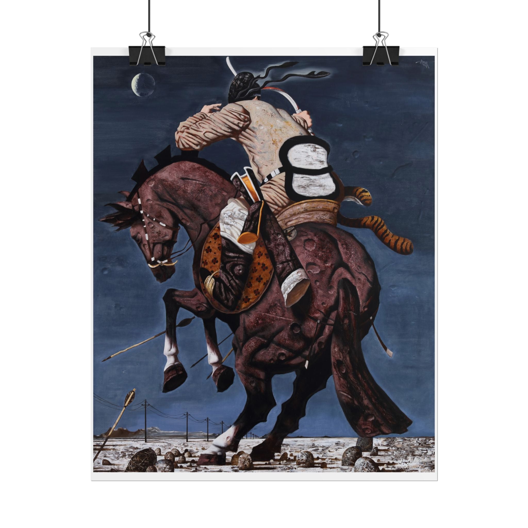 Fight Art Poster, Chinese Contemporary Canvas Artist Wall Art, Gift for Year of Horse