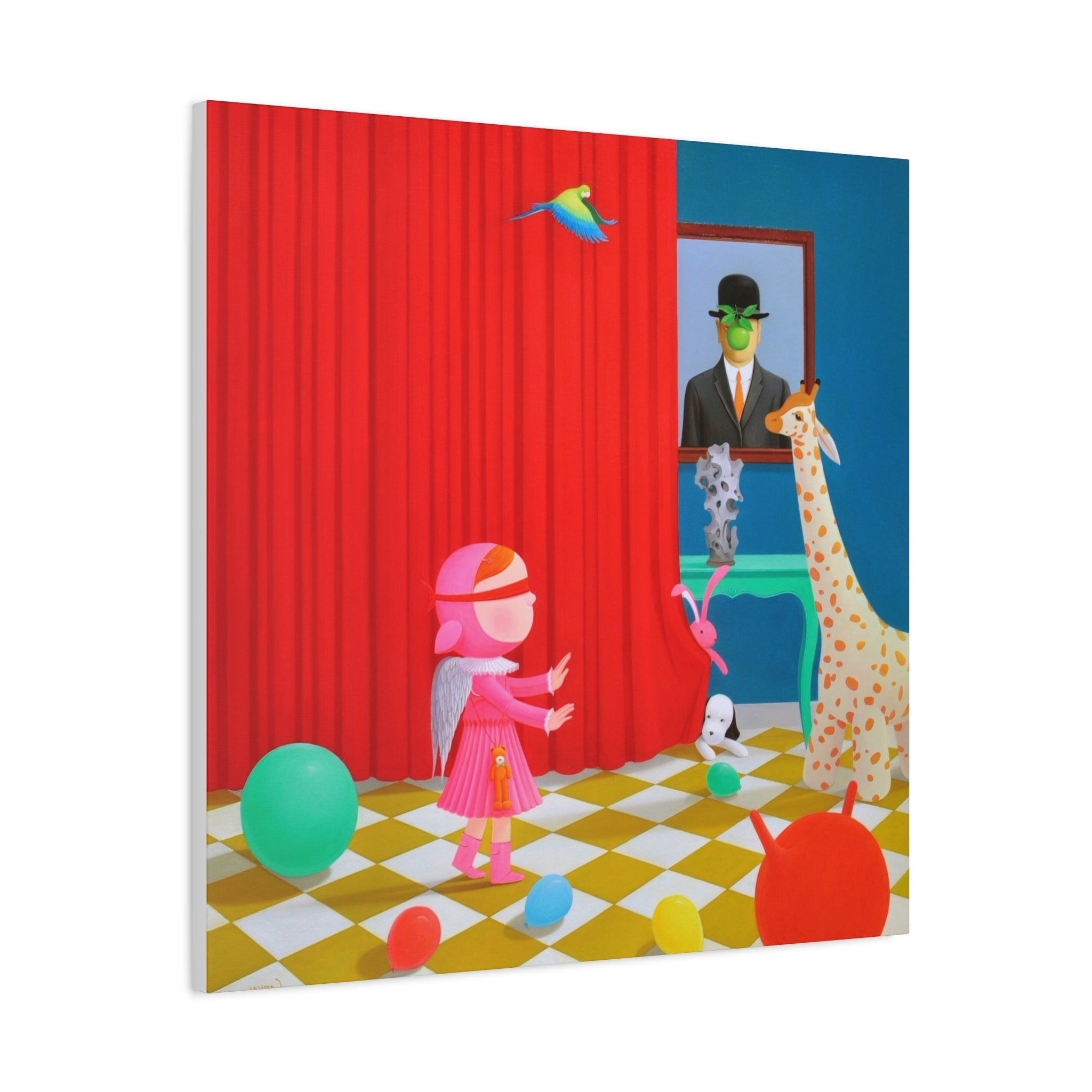 Little Girl with Magritte - Chinese Contemporary artist - Canvas Print - Artwork for kids