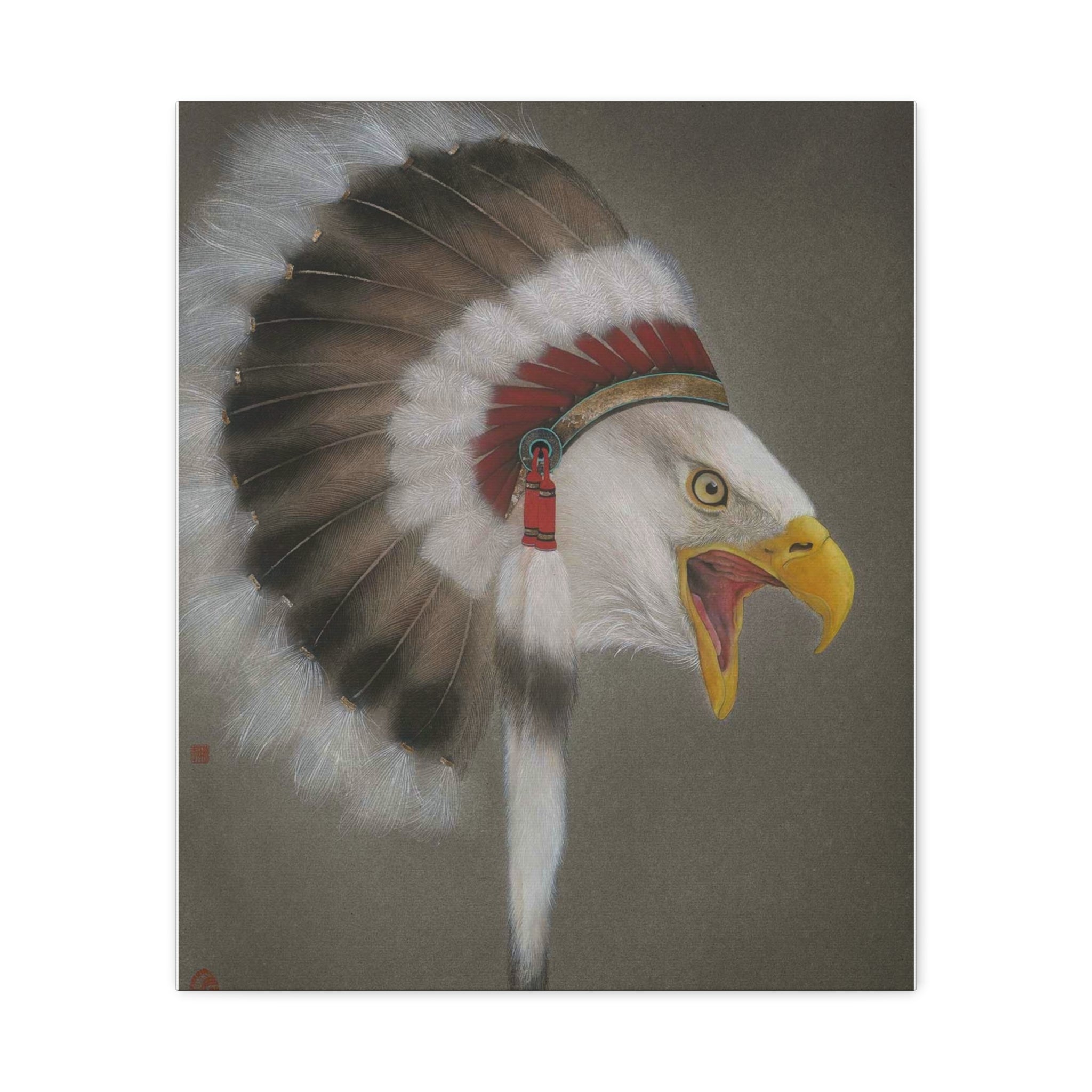 Chief Eagle -  Chinese  Contemporary watercolor painting - Canvas Print - Gift for New Year