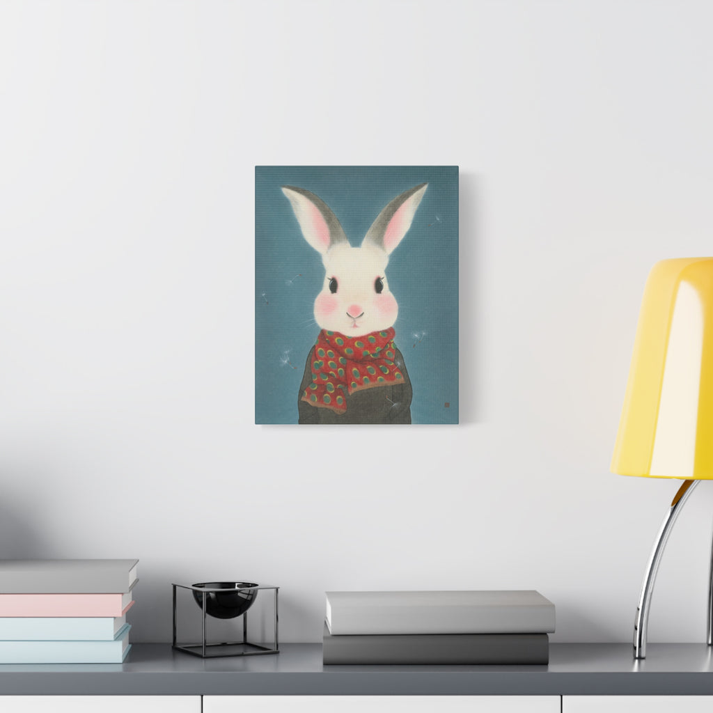 Rabbit with scarf Chinese  Contemporary watercolor painting - Canvas Print
