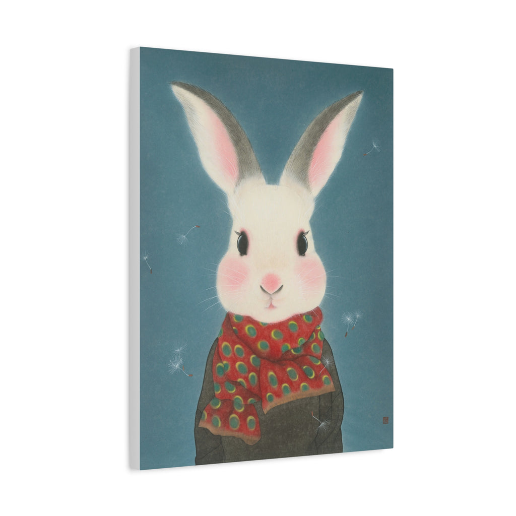 Rabbit with scarf Chinese  Contemporary watercolor painting - Canvas Print