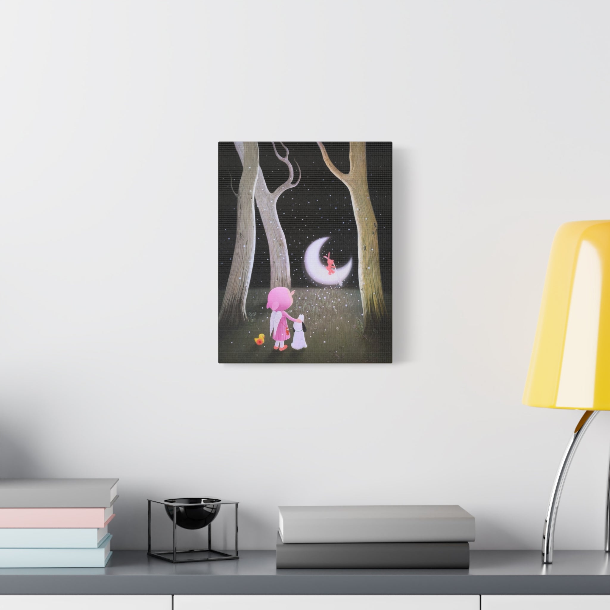 Little Girl with the Moon - Chinese Contemporary artist - Canvas Print - Artwork for kids