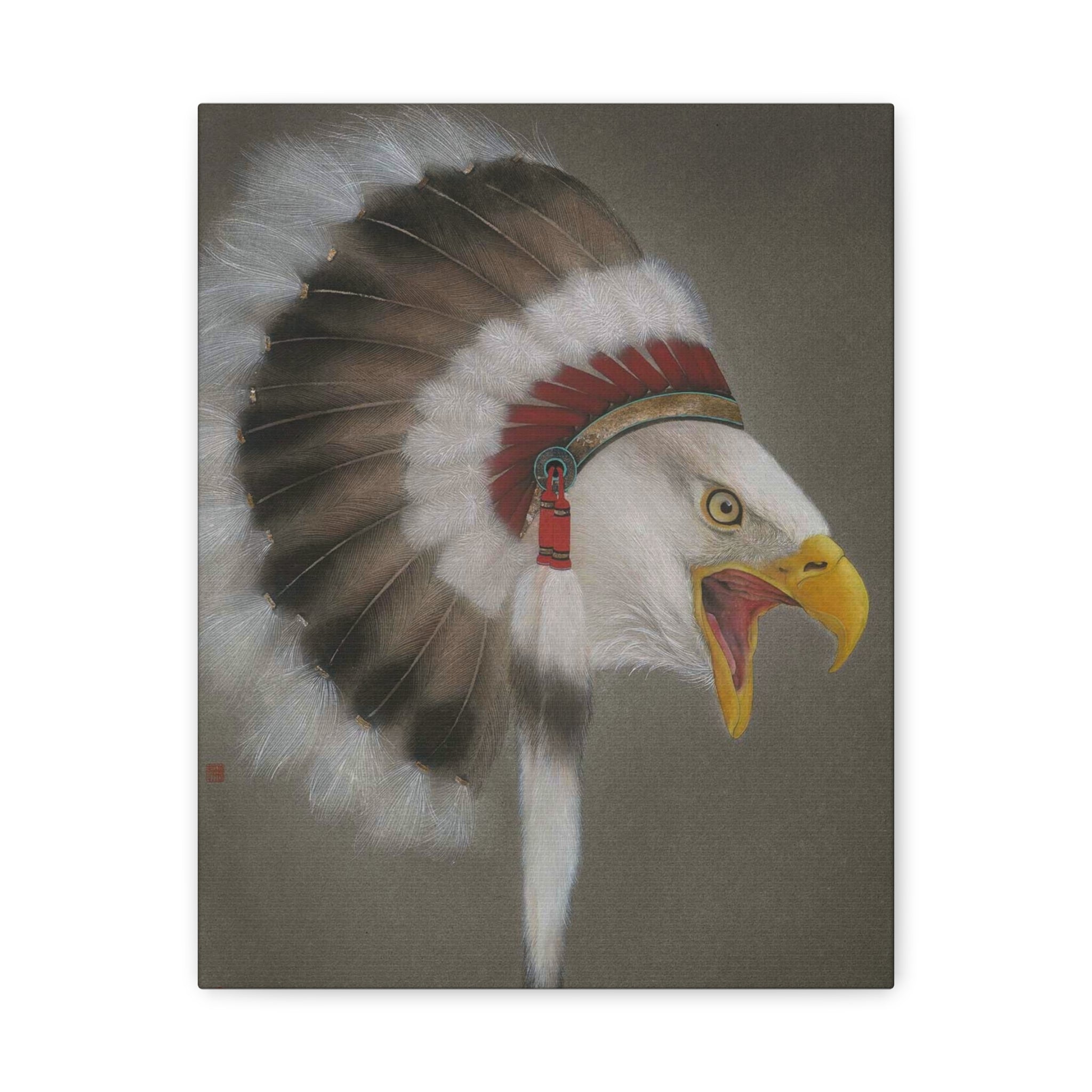 Chief Eagle -  Chinese  Contemporary watercolor painting - Canvas Print - Gift for New Year