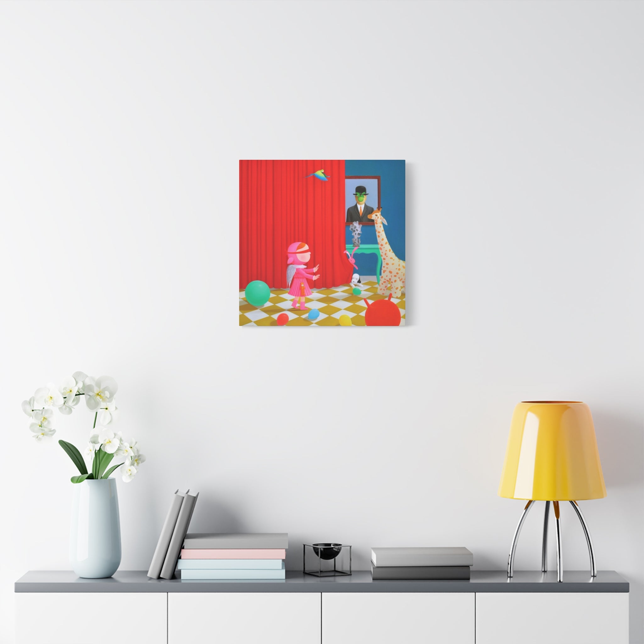 Little Girl with Magritte - Chinese Contemporary artist - Canvas Print - Artwork for kids