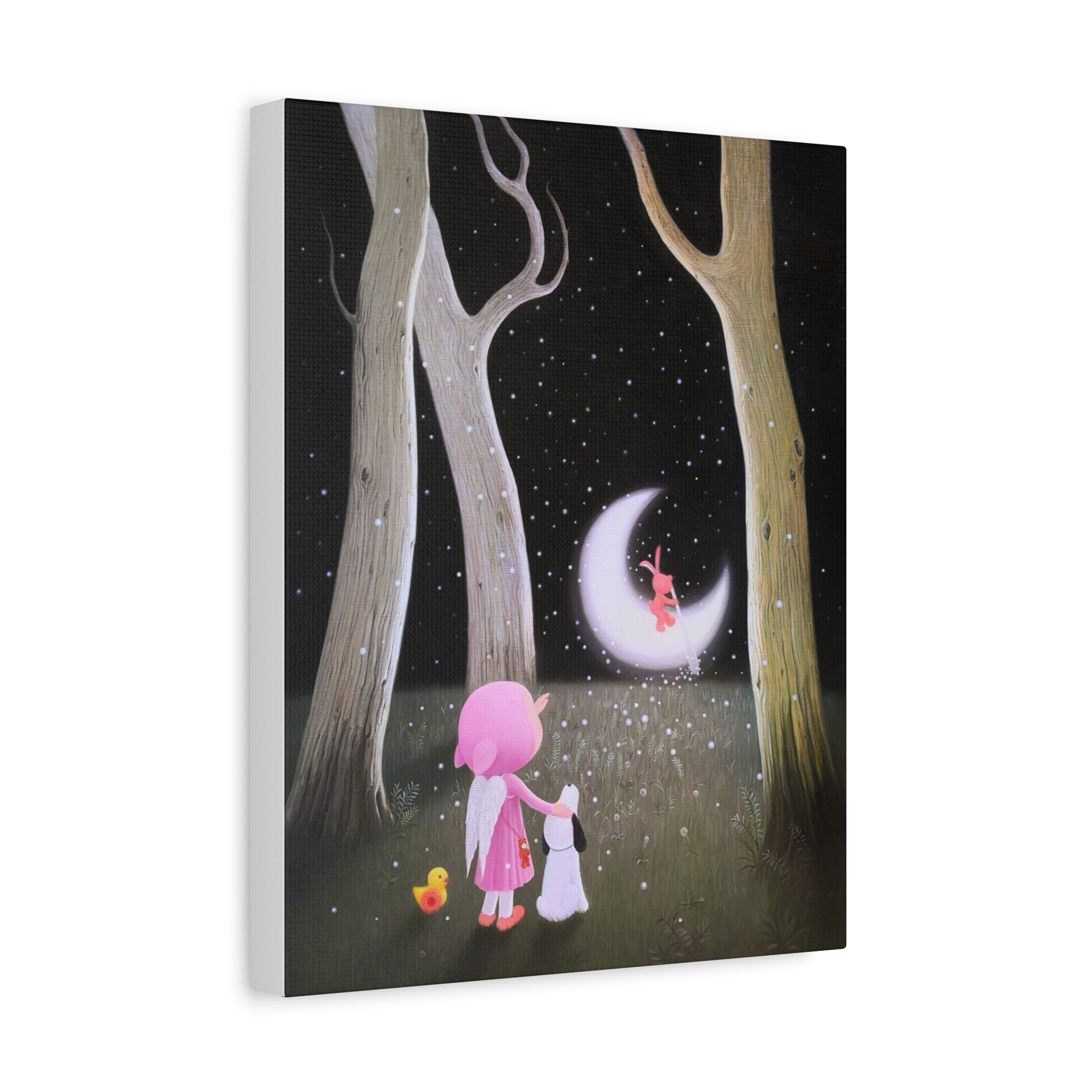 Little Girl with the Moon - Chinese Contemporary artist - Canvas Print - Artwork for kids